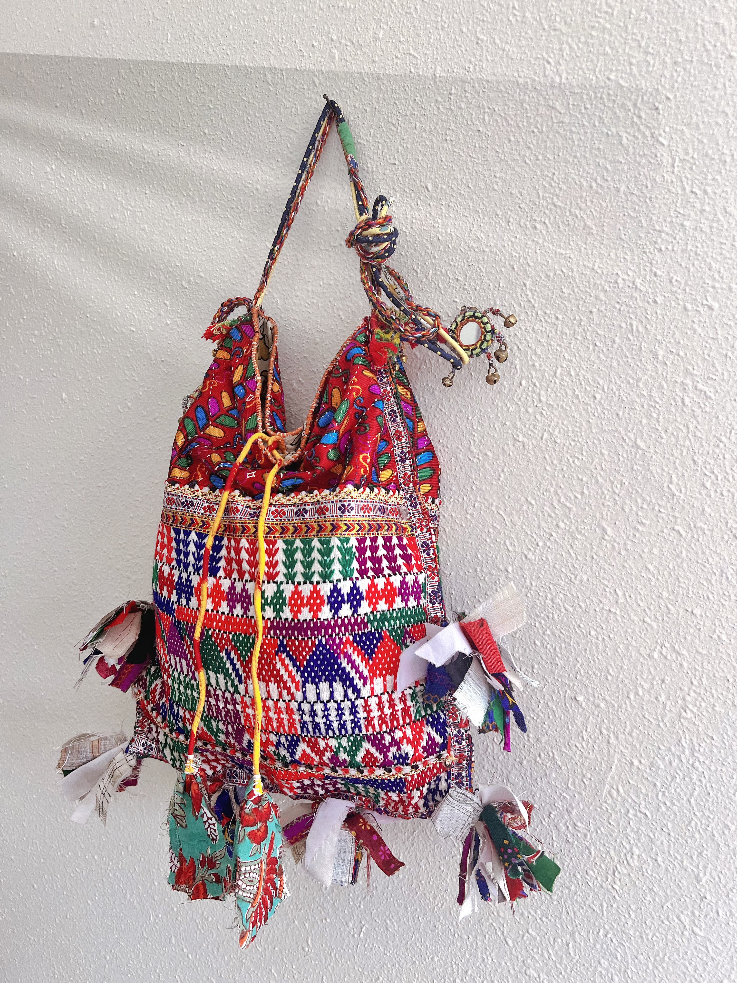 Handmade bag | Small Wristbag | Hand Stitching | Colorful Boho Style Ba