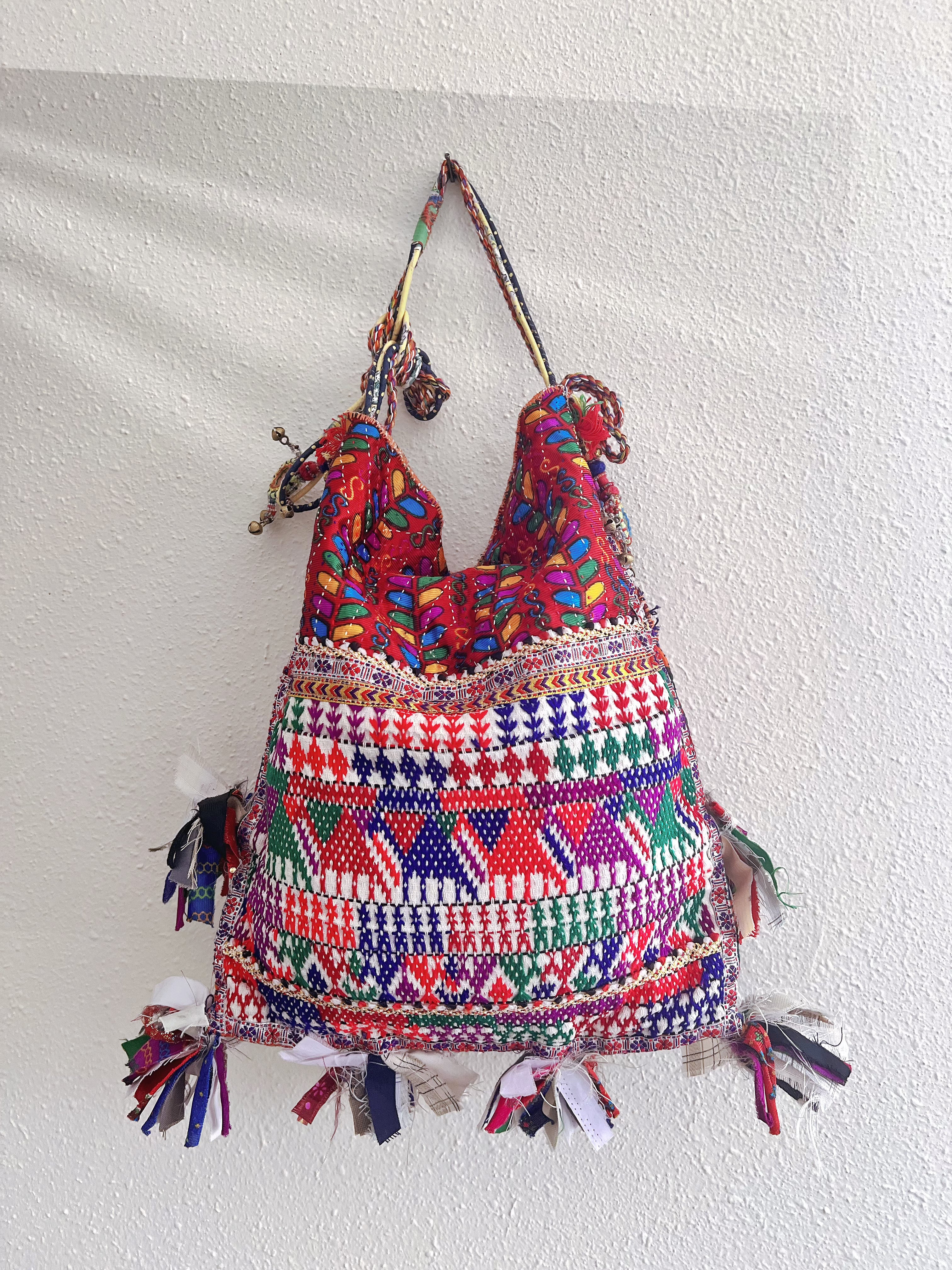 Handmade bag | Small Wristbag | Hand Stitching | Colorful Boho Style Ba