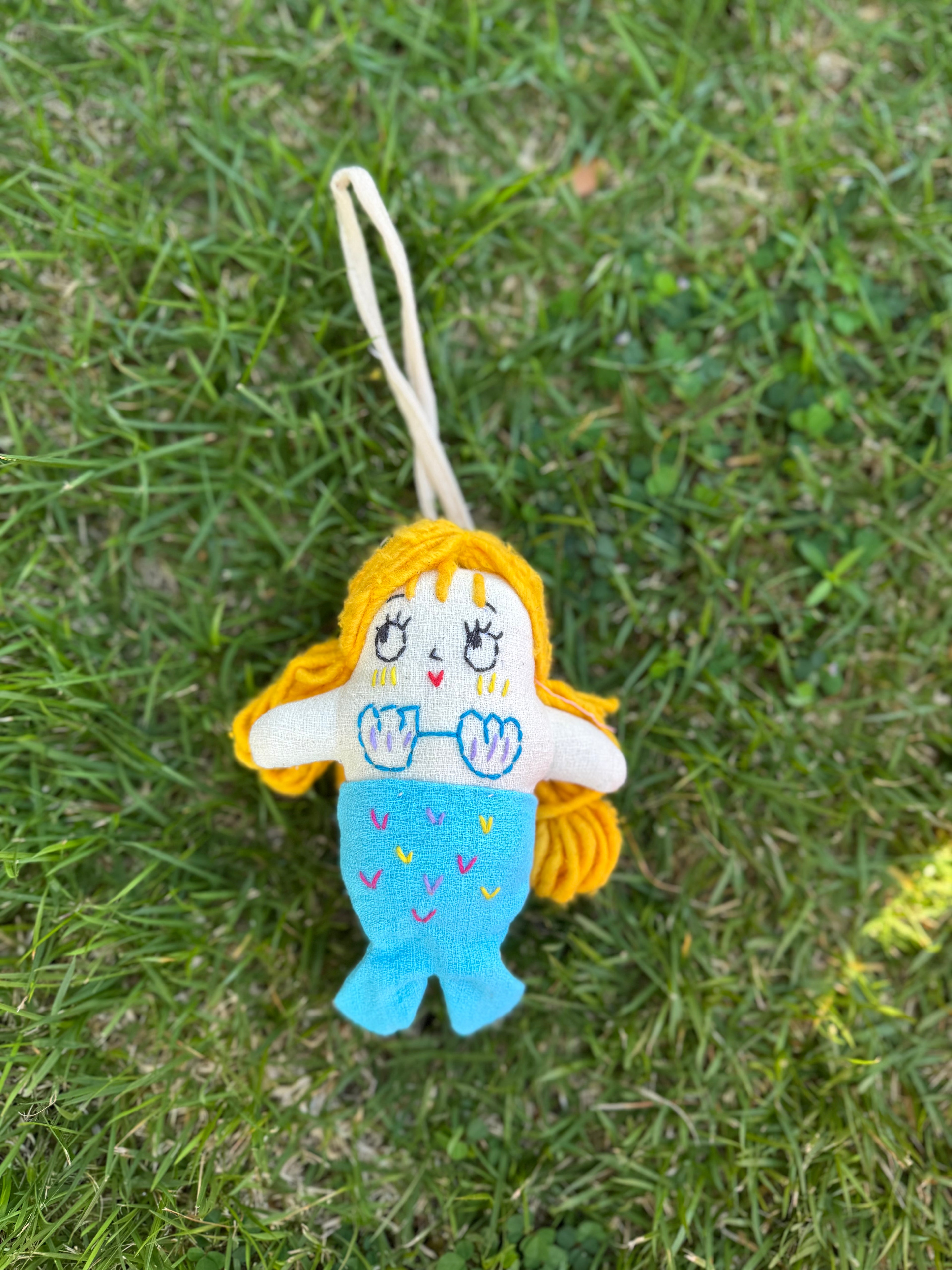 Hand-Stitched Cotton Linen Charms - Mermaid