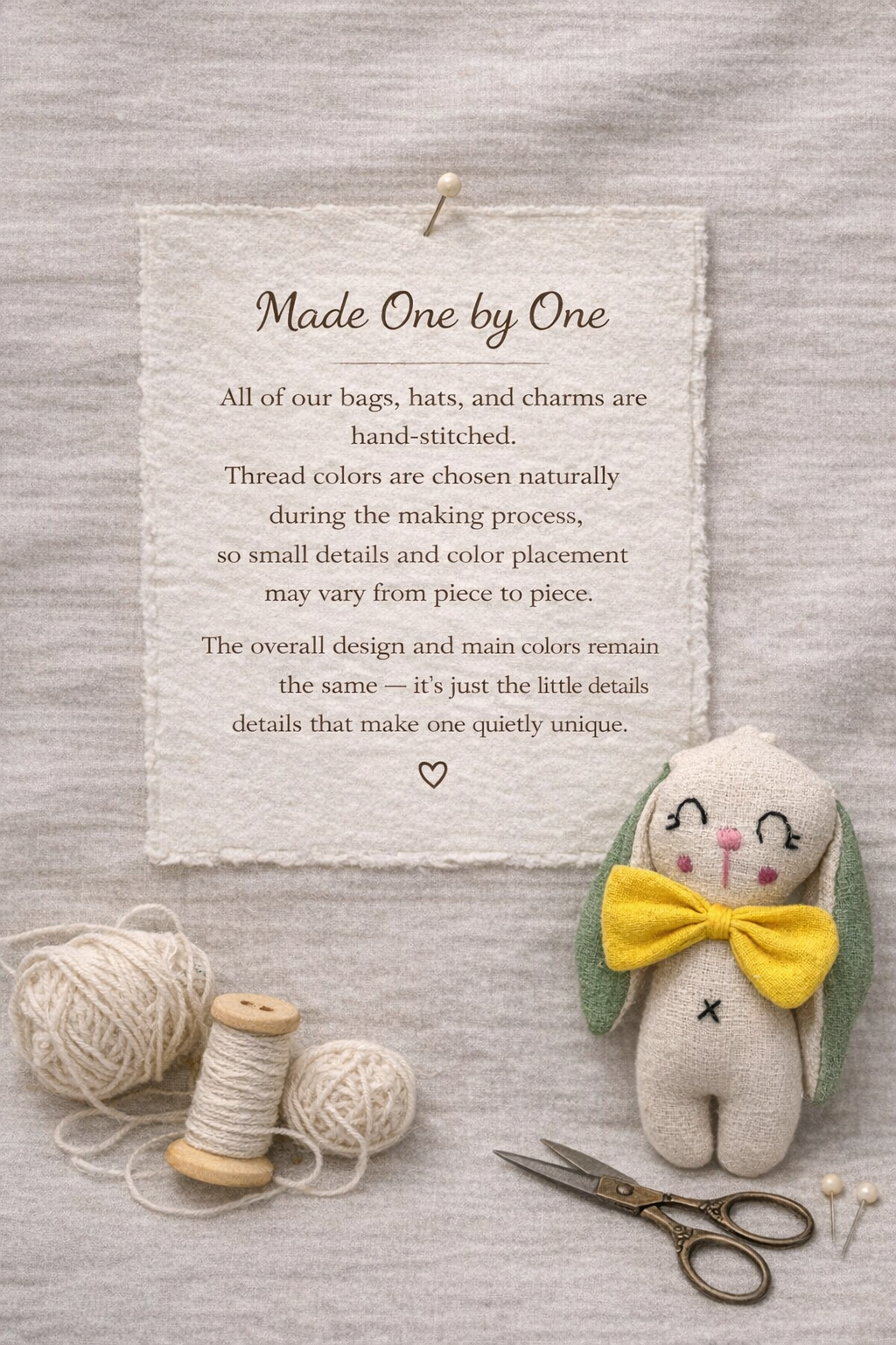 Hand-Stitched Cotton Linen Charms - Dog