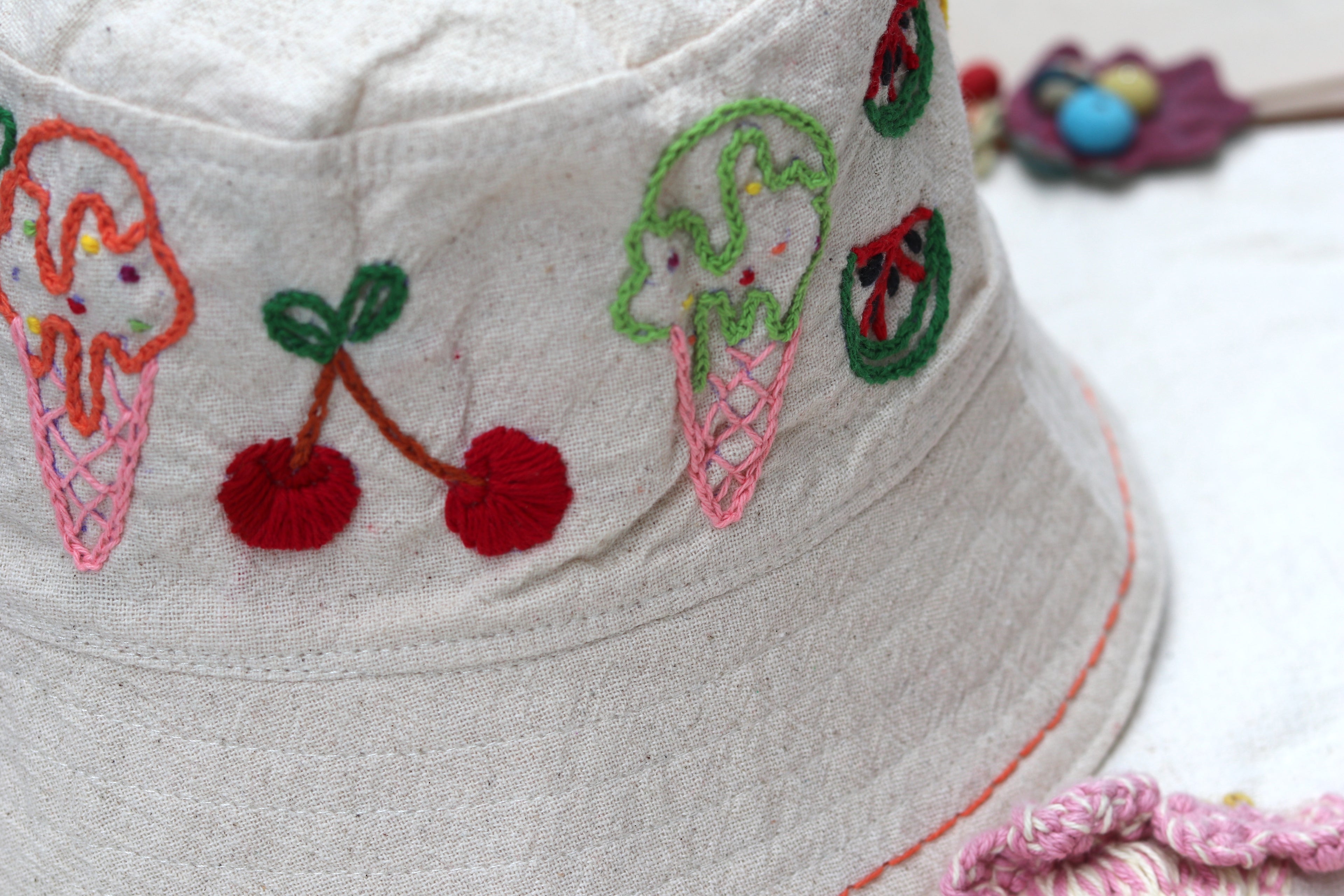 Hand- Stitch Hat - Ice Cream