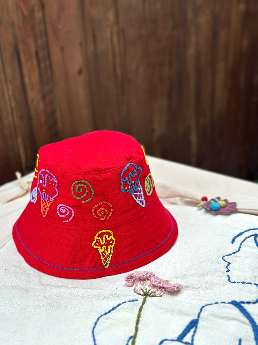 Hand- Stitch Hat - Ice Cream