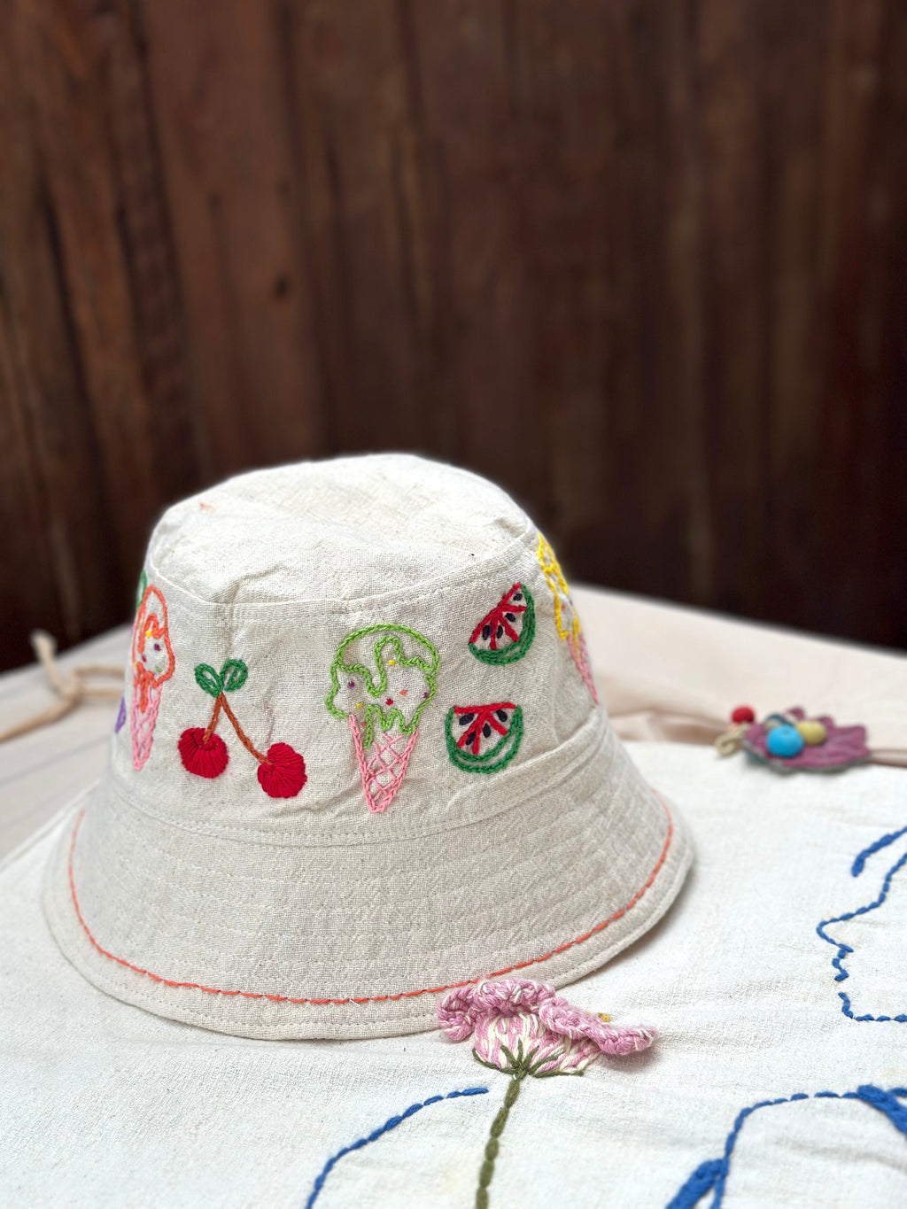 Hand- Stitch Hat - Ice Cream