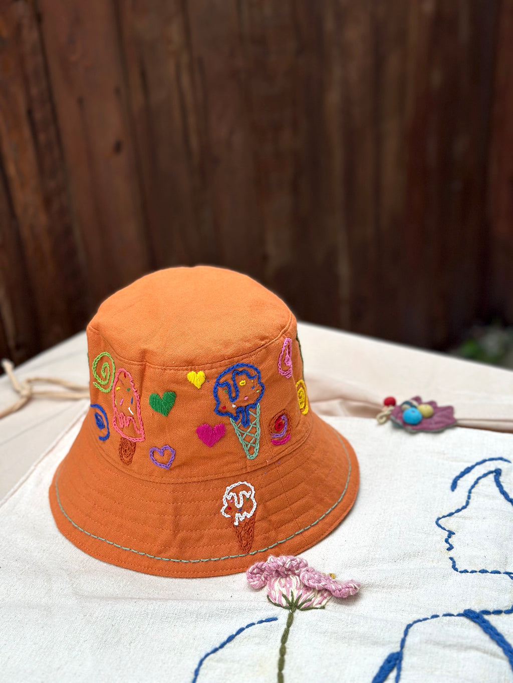 Hand- Stitch Hat - Ice Cream
