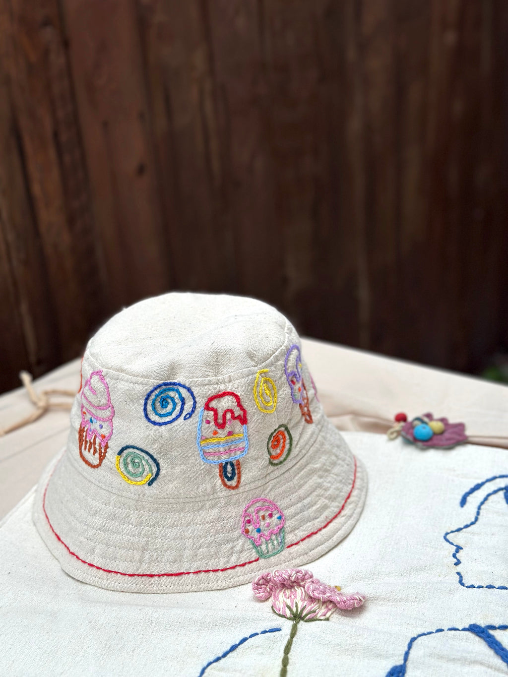 Hand- Stitch Hat - Ice Cream