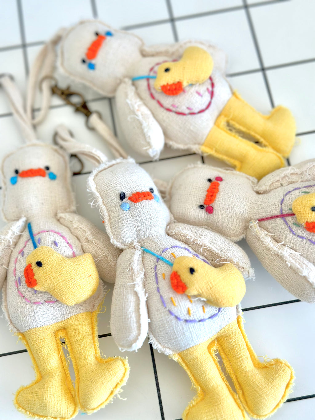 Hand-Stitched Cotton Linen Charms - Little Duck