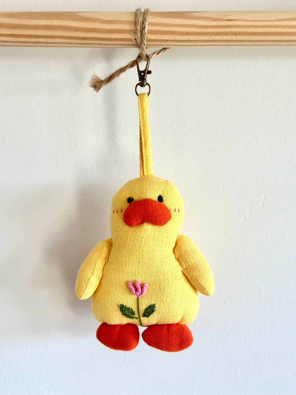 Hand-Stitched Cotton Linen Charms - Yellow Duck