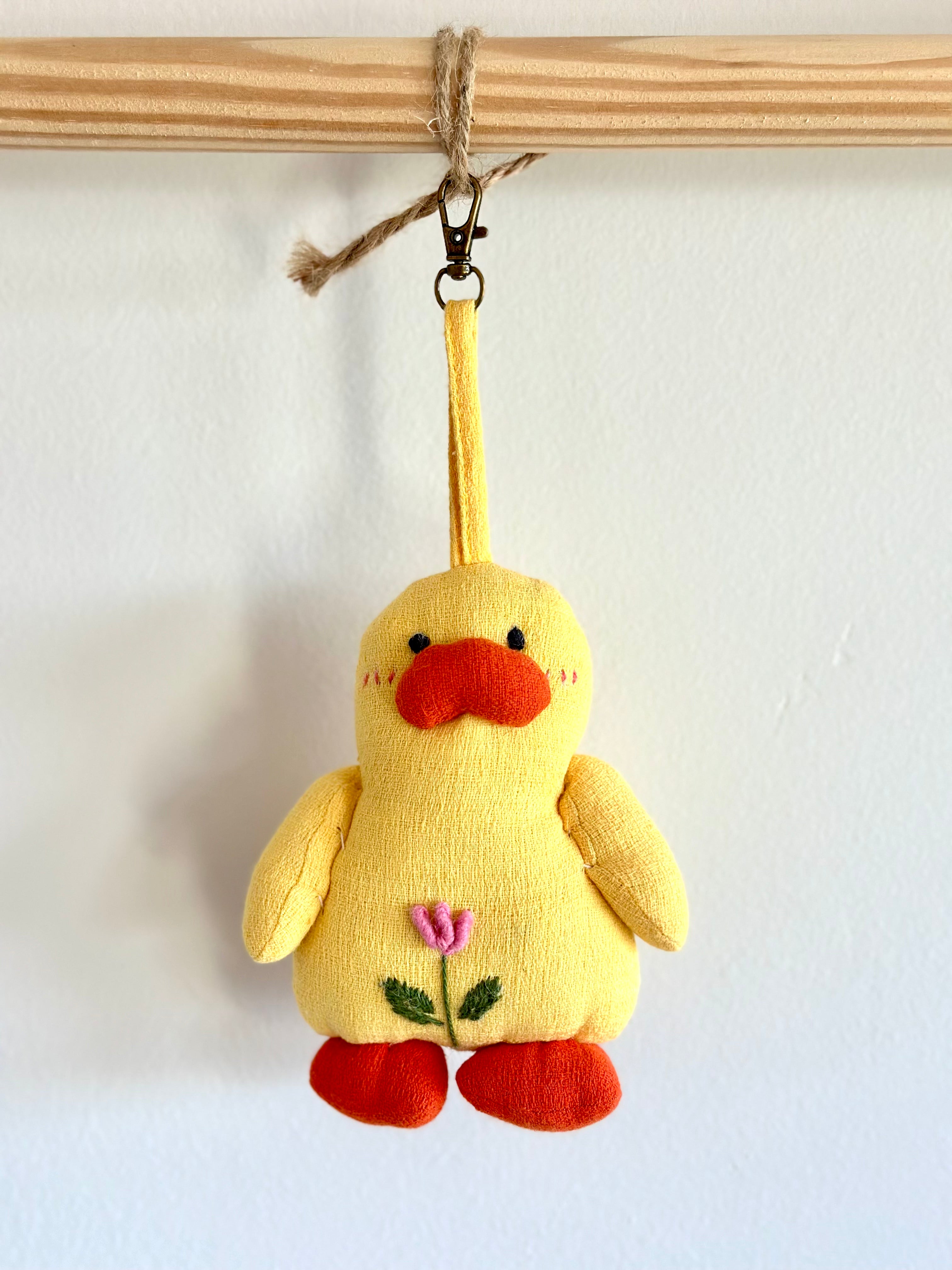 Hand-Stitched Cotton Linen Charms - Yellow Duck