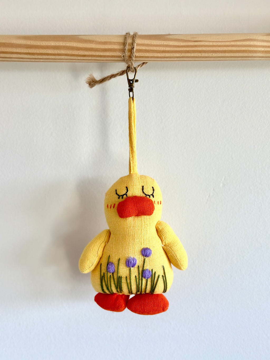 Hand-Stitched Cotton Linen Charms - Yellow Duck