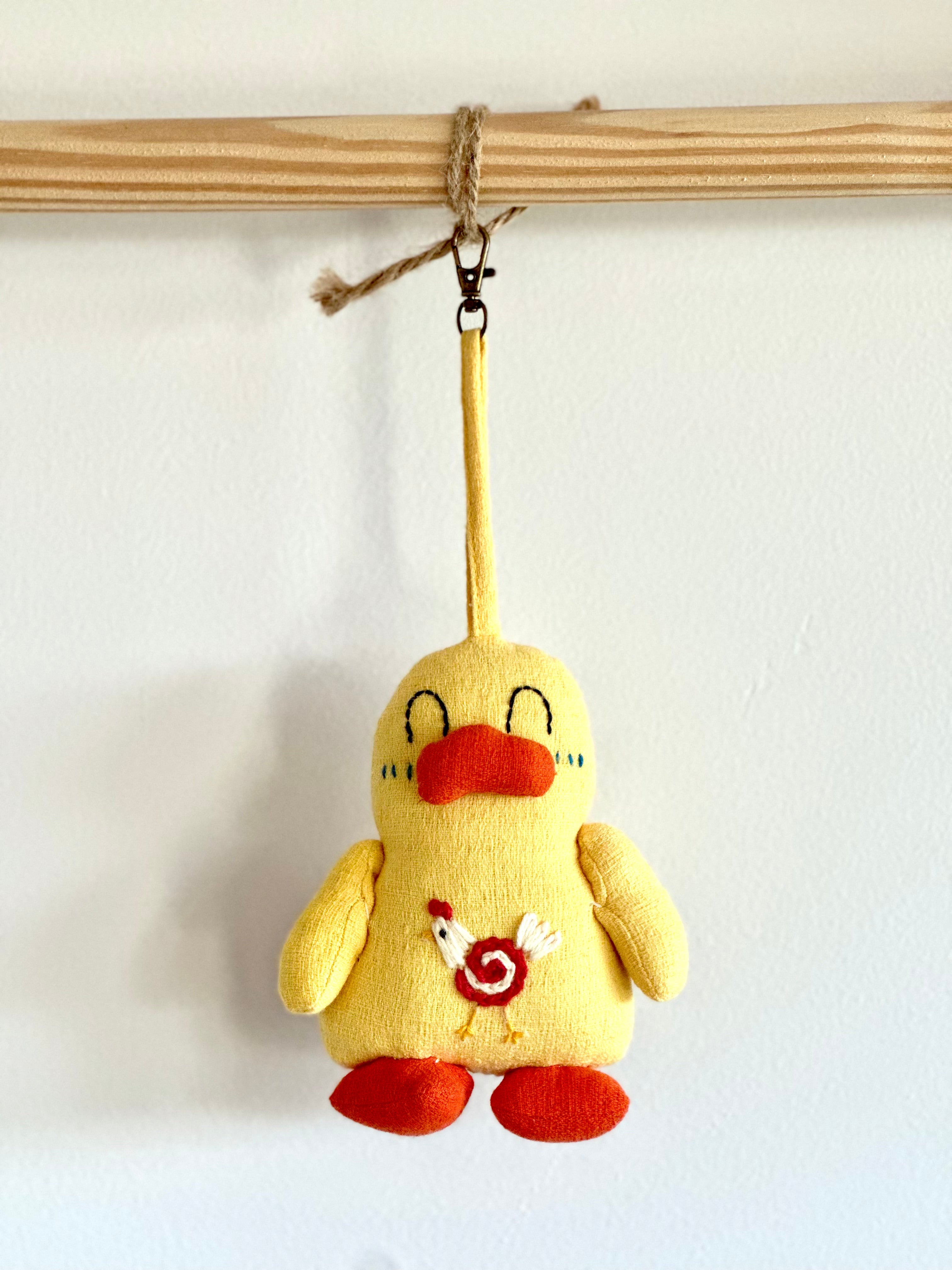 Hand-Stitched Cotton Linen Charms - Yellow Duck