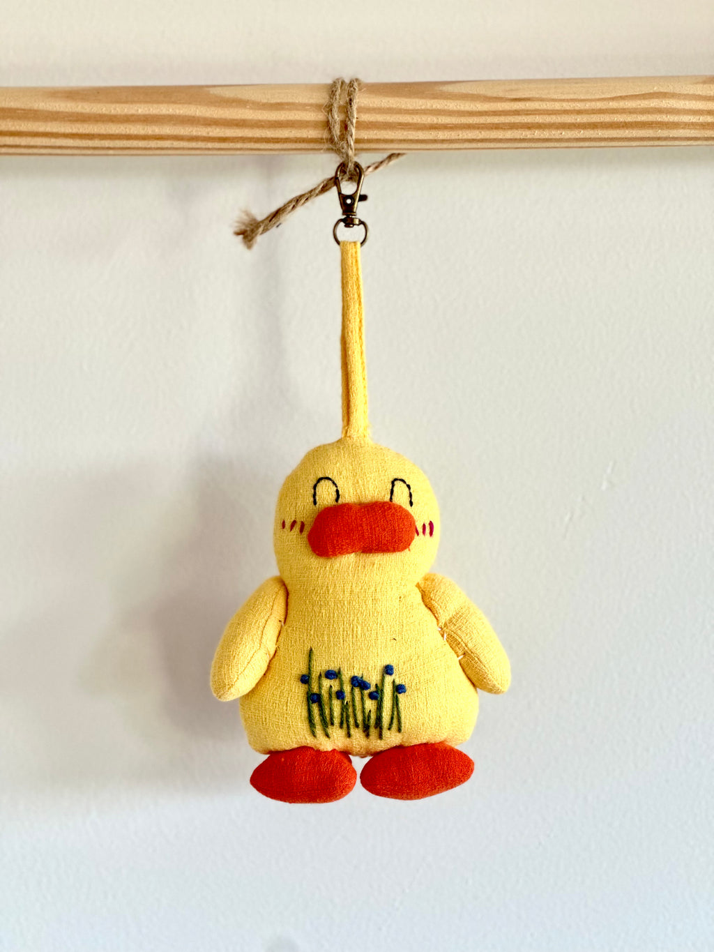 Hand-Stitched Cotton Linen Charms - Yellow Duck