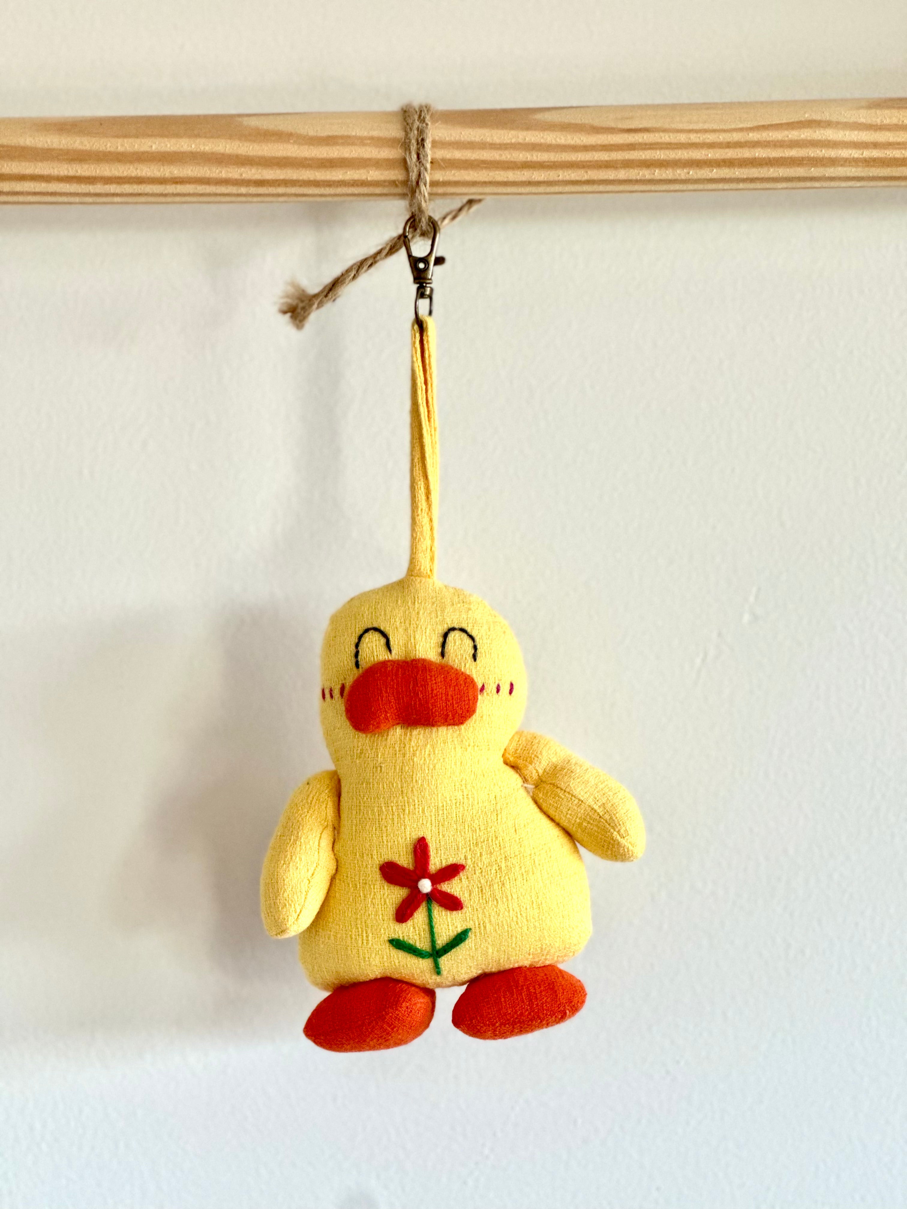 Hand-Stitched Cotton Linen Charms - Yellow Duck