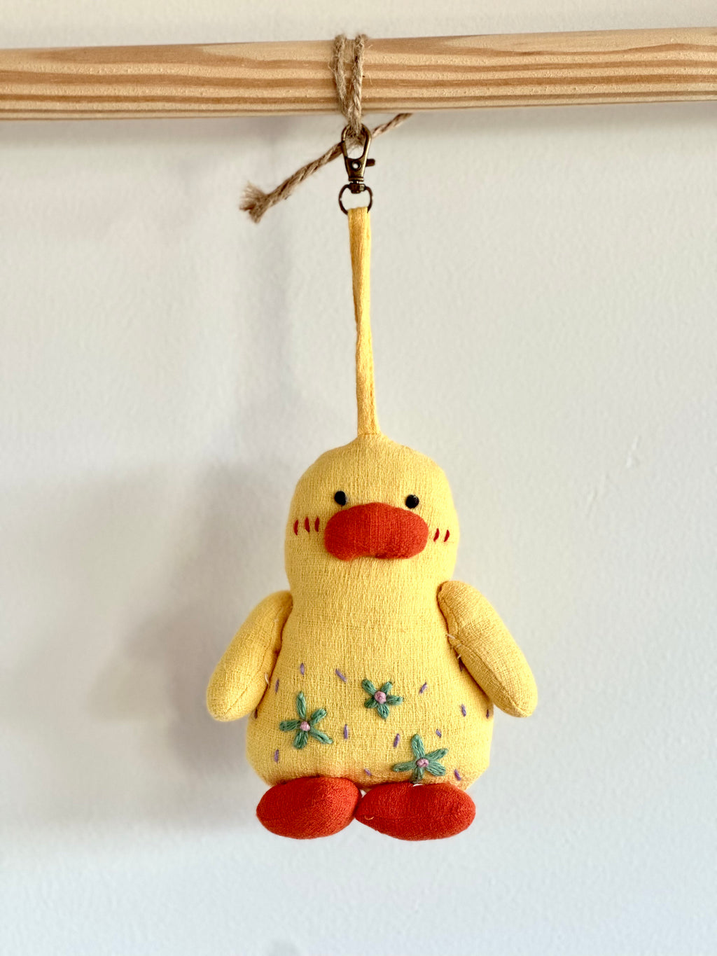 Hand-Stitched Cotton Linen Charms - Yellow Duck