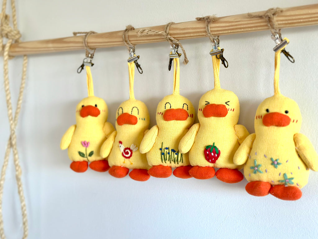 Hand-Stitched Cotton Linen Charms - Yellow Duck