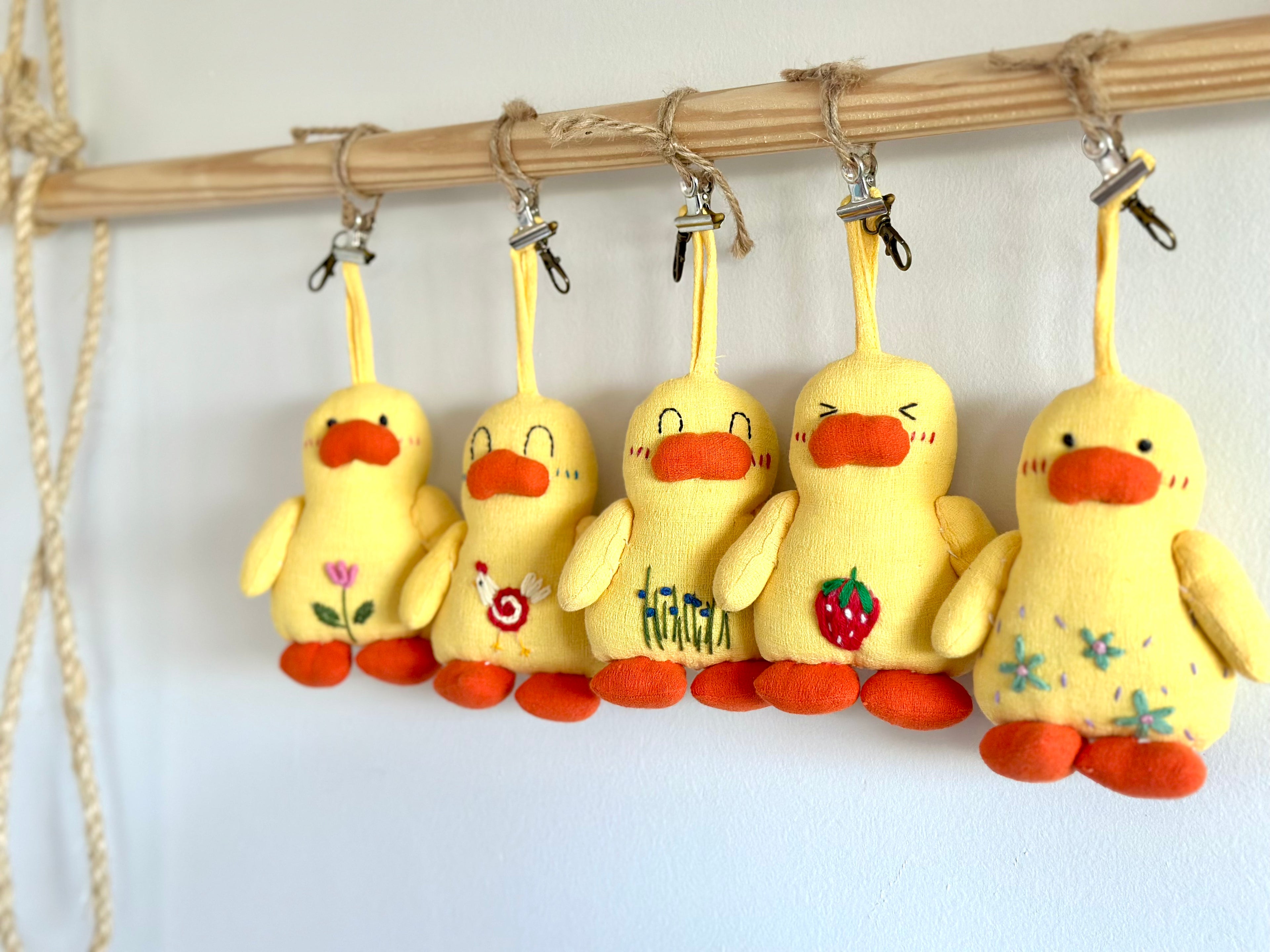 Hand-Stitched Cotton Linen Charms - Yellow Duck