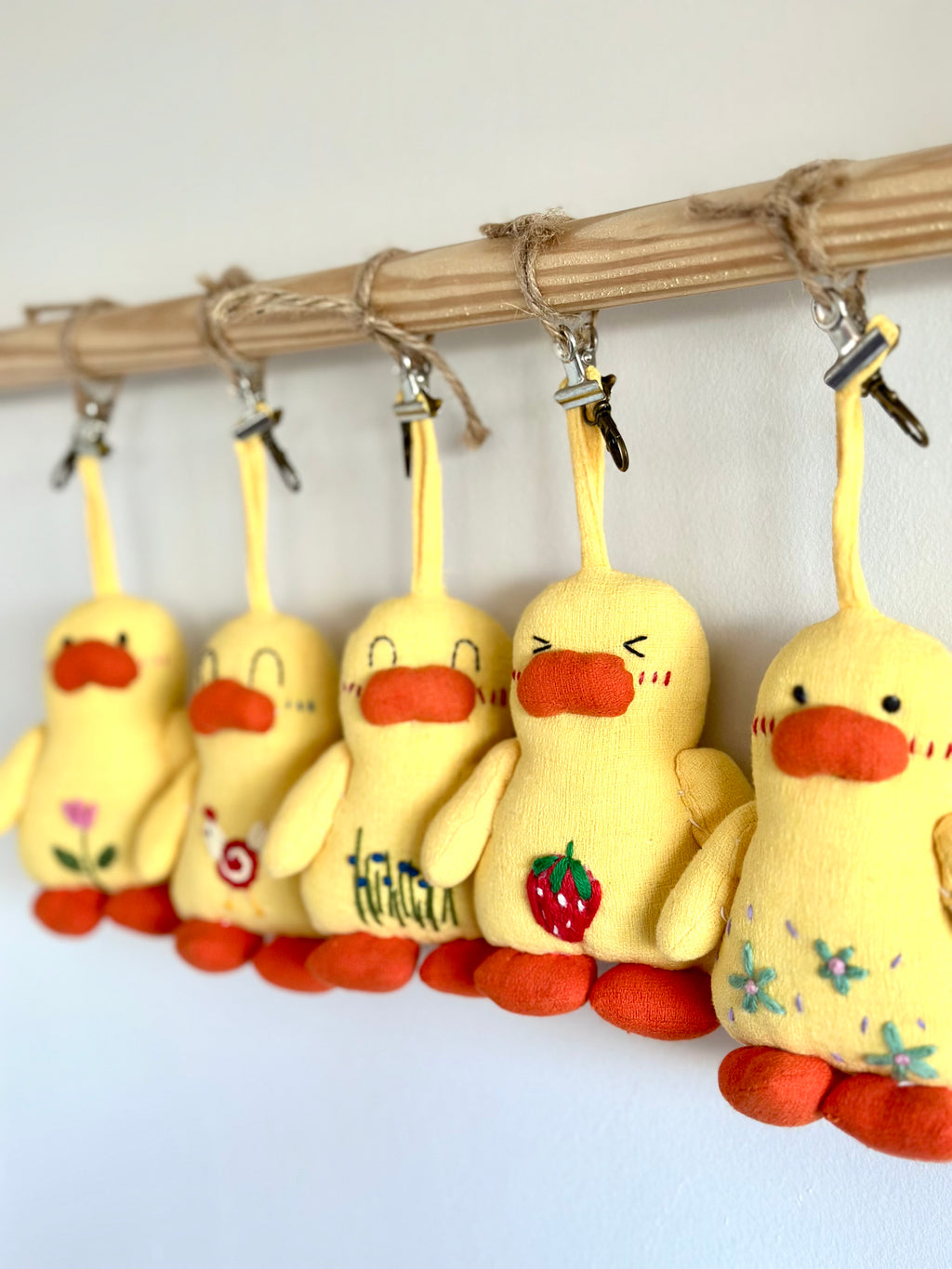 Hand-Stitched Cotton Linen Charms - Yellow Duck