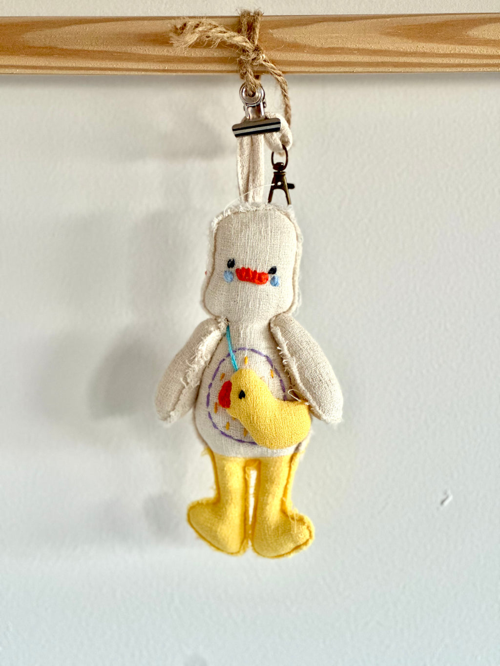 Hand-Stitched Cotton Linen Charms - Little Duck