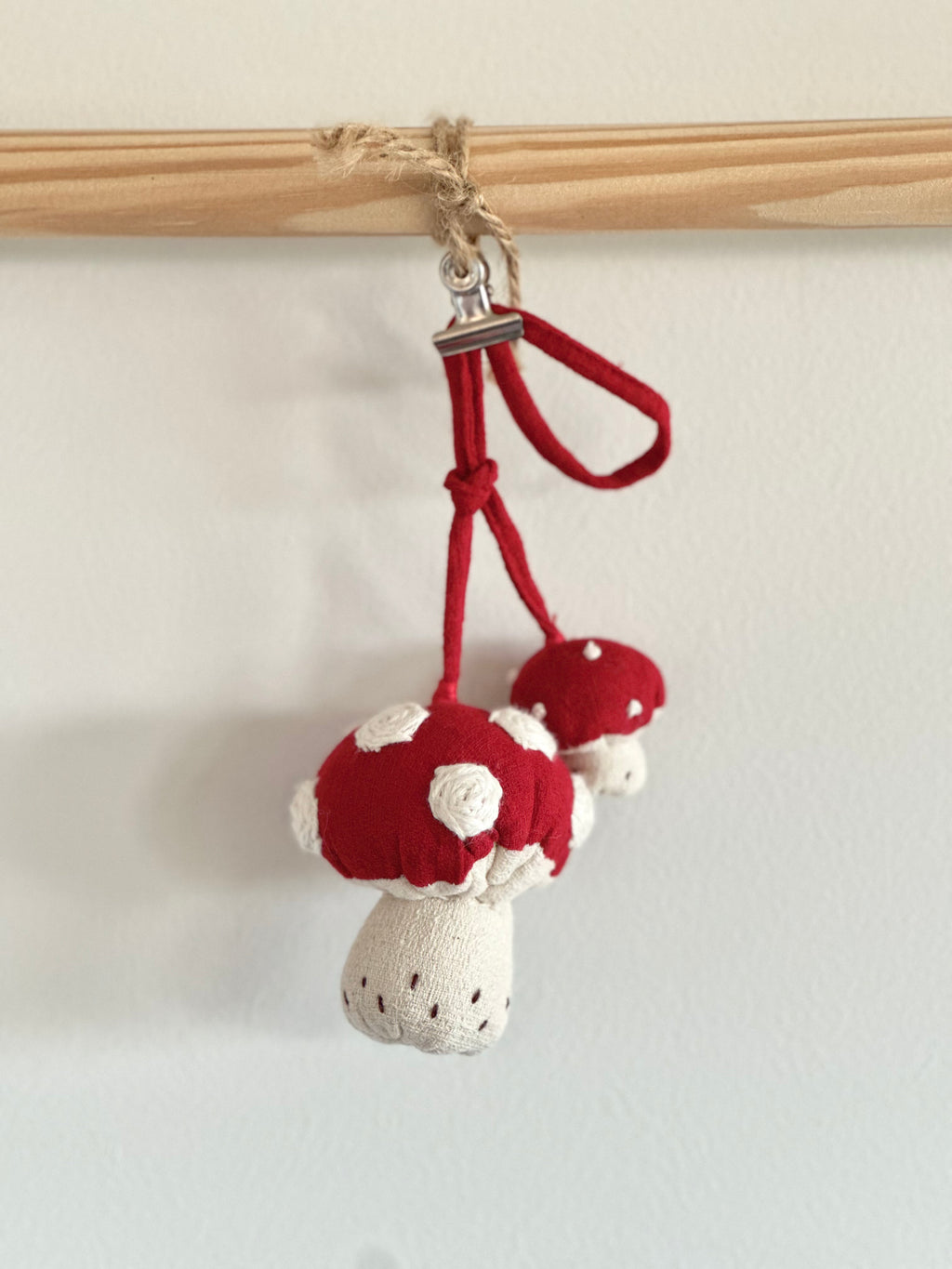 Hand-Stitched Cotton Linen Charms - Mushroom