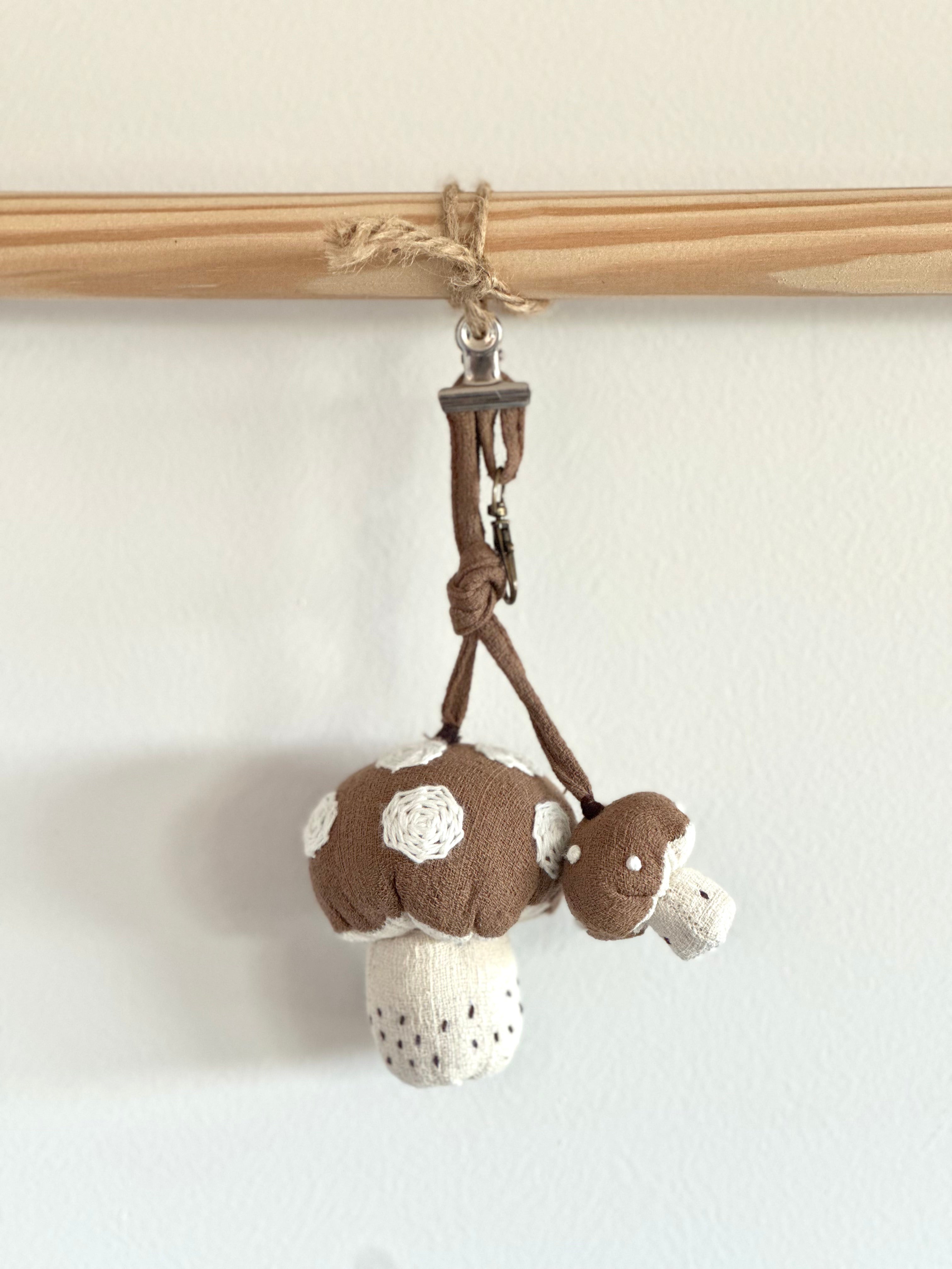 Hand-Stitched Cotton Linen Charms - Mushroom