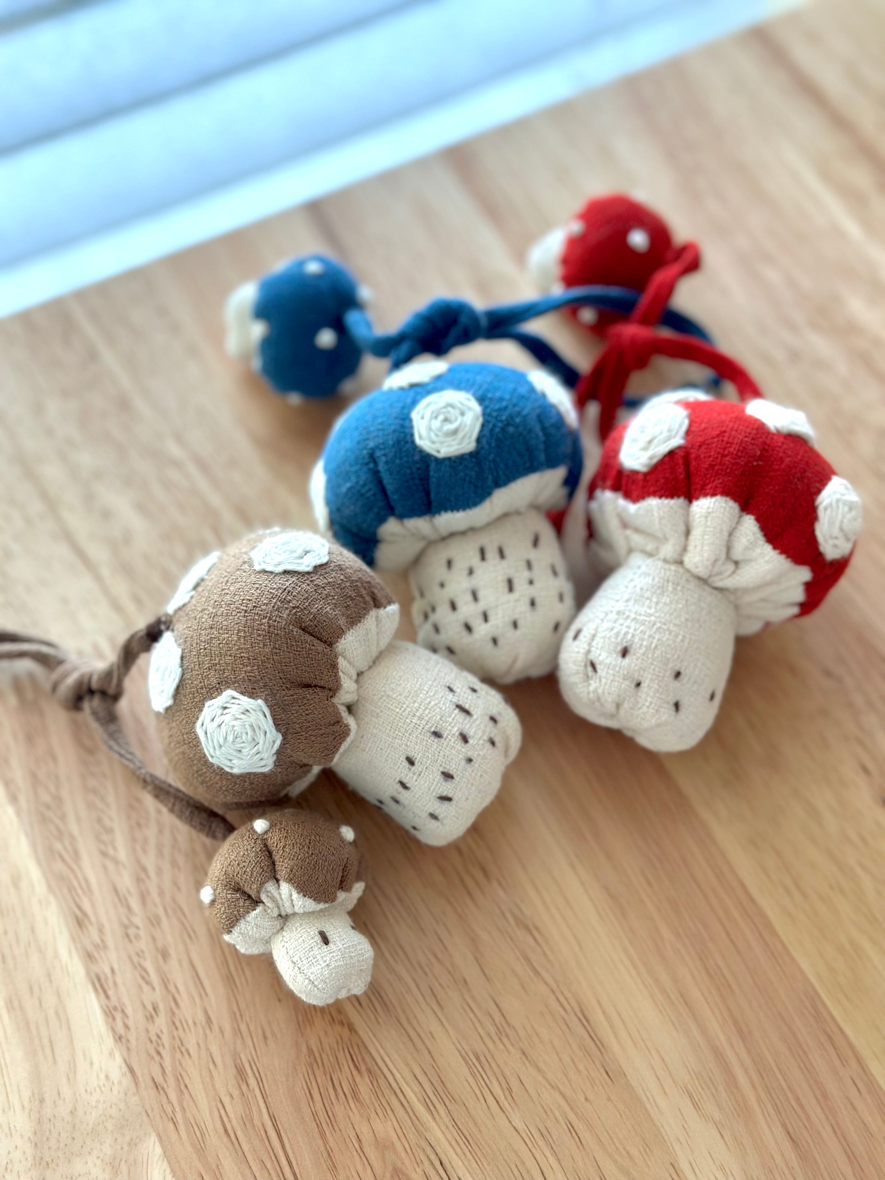 Hand-Stitched Cotton Linen Charms - Mushroom