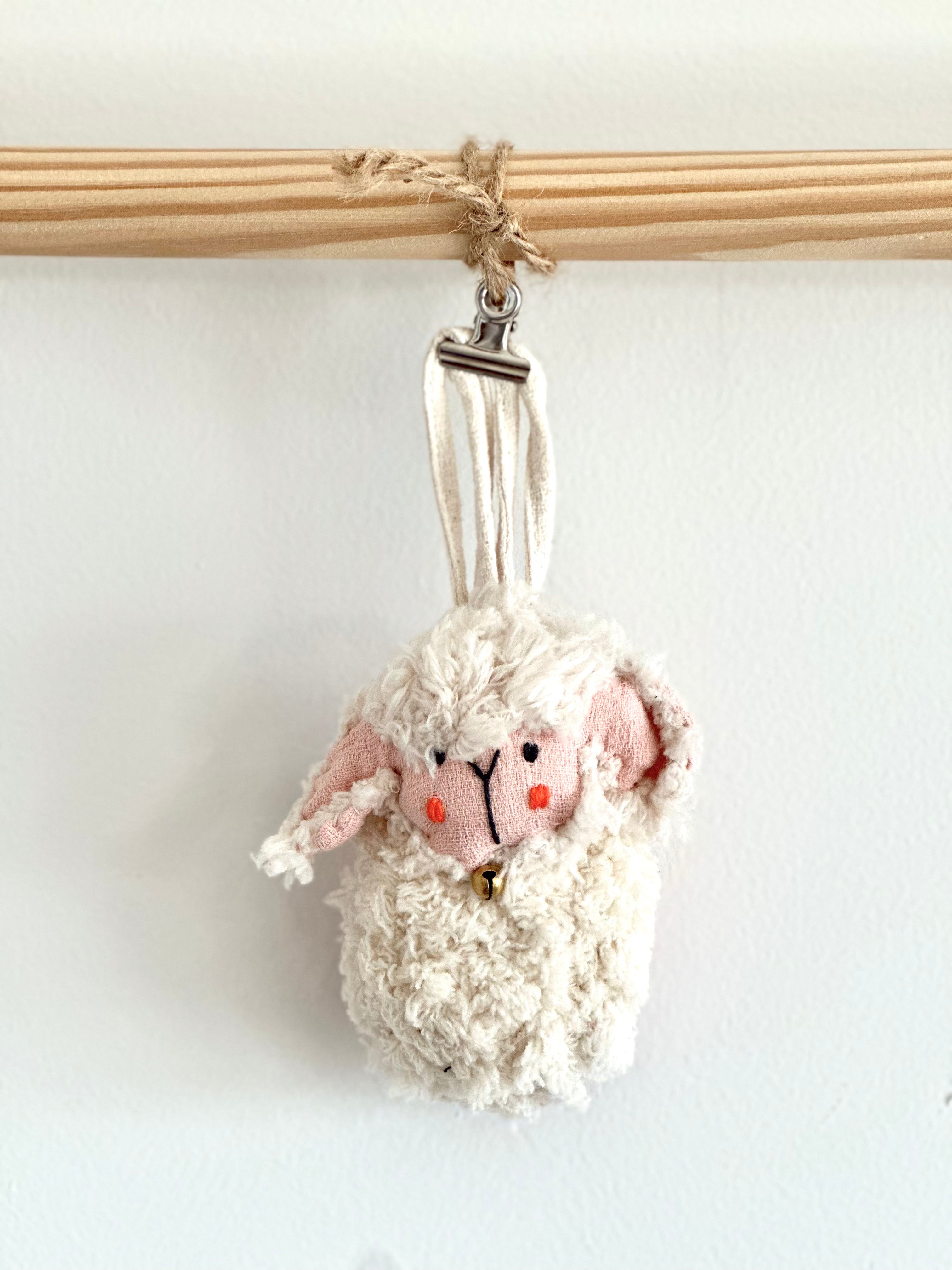 Hand-Stitched Cotton Linen Charms - Sheep