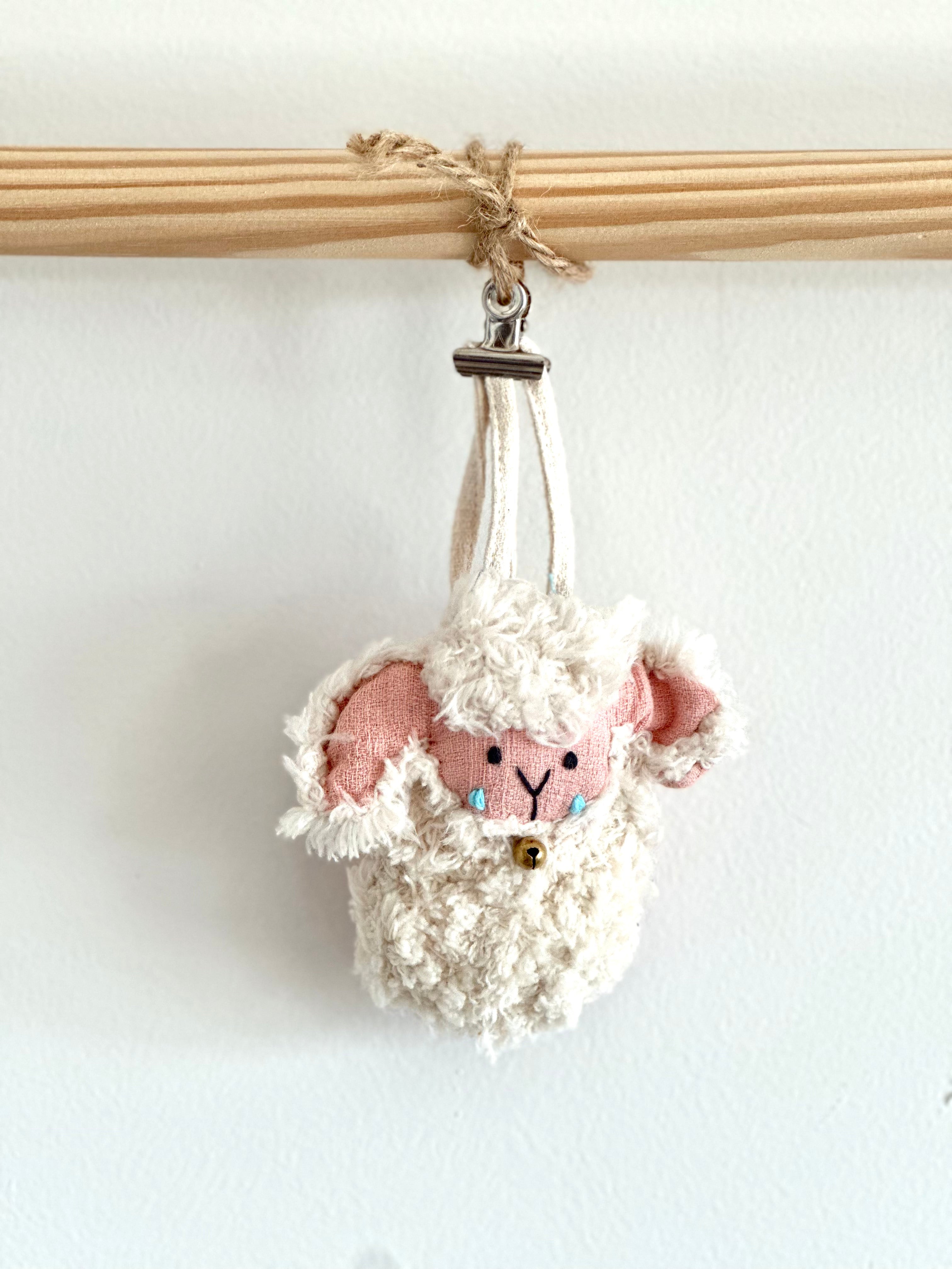 Hand-Stitched Cotton Linen Charms - Sheep