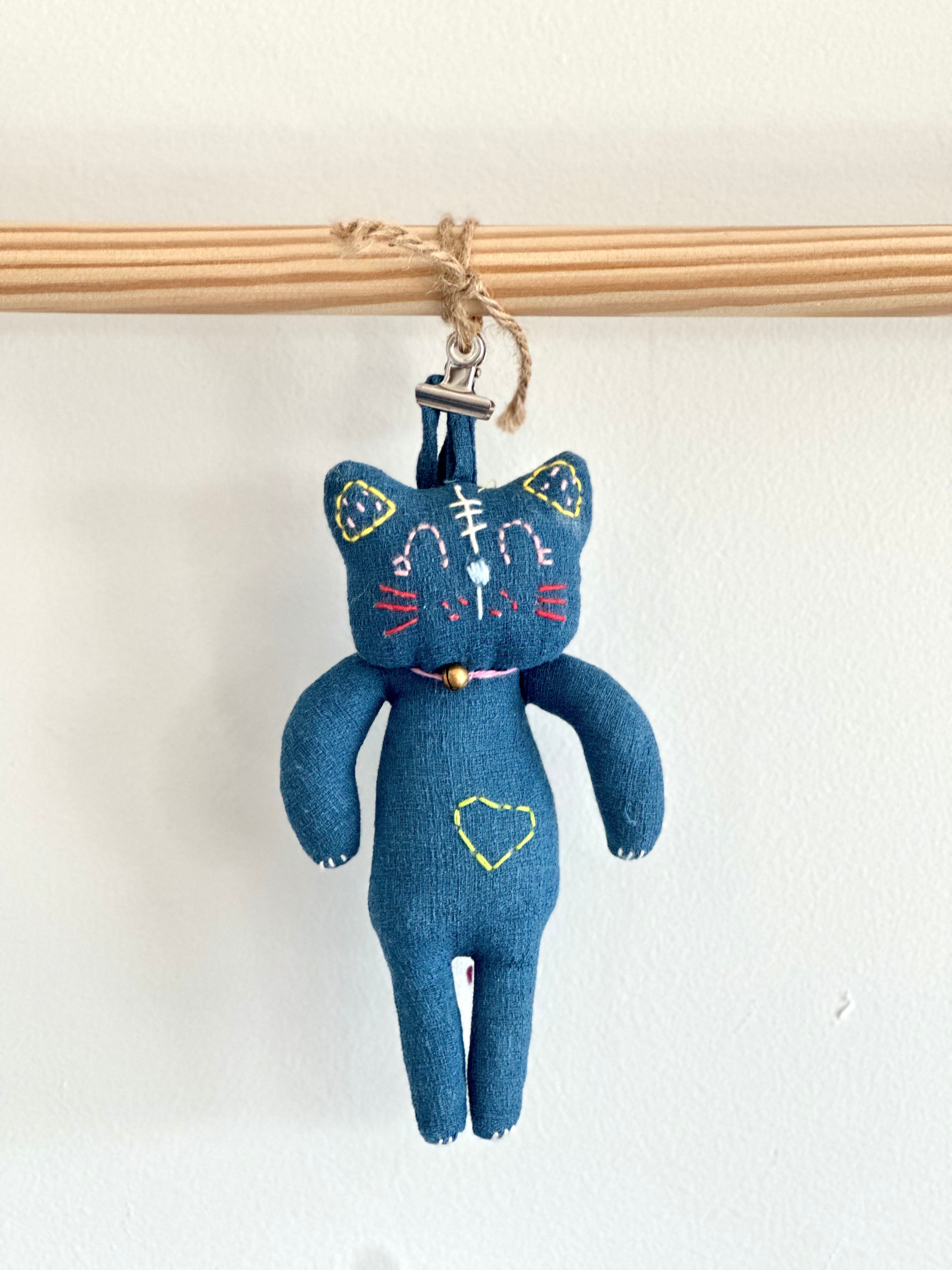 Hand-Stitched Cotton Linen Charms - Cat