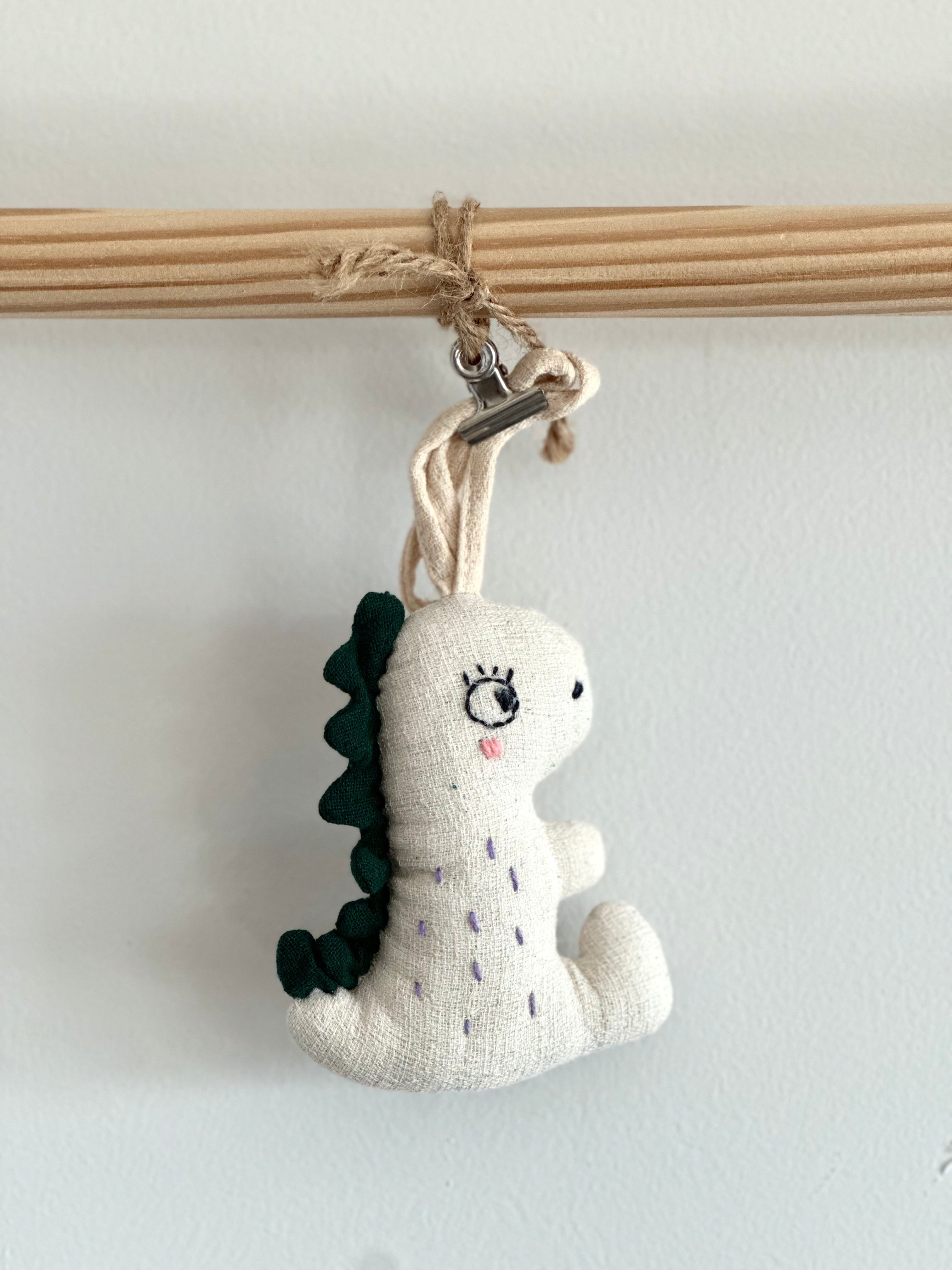 Hand-Stitched Cotton Linen Charms - Dino