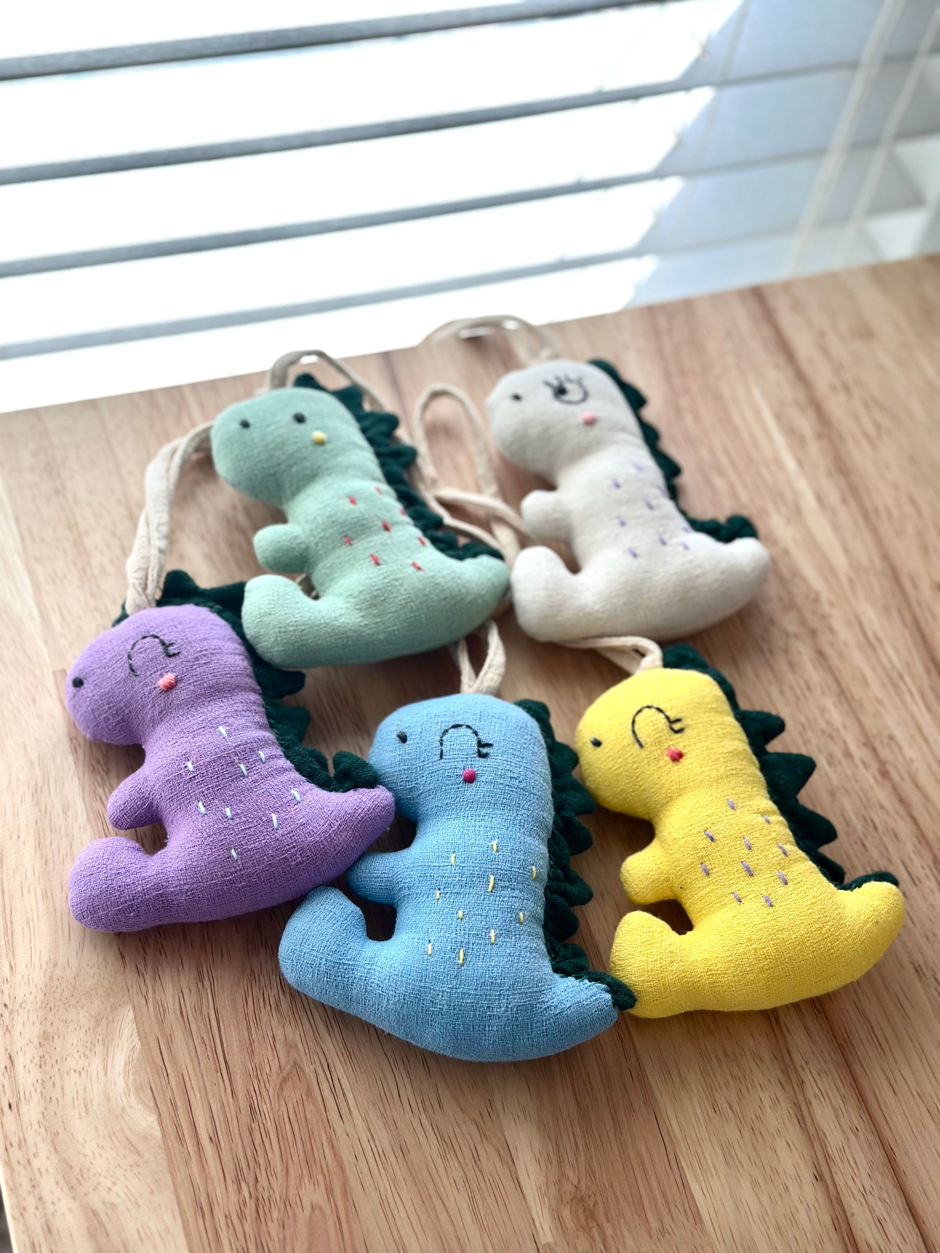 Hand-Stitched Cotton Linen Charms - Dino