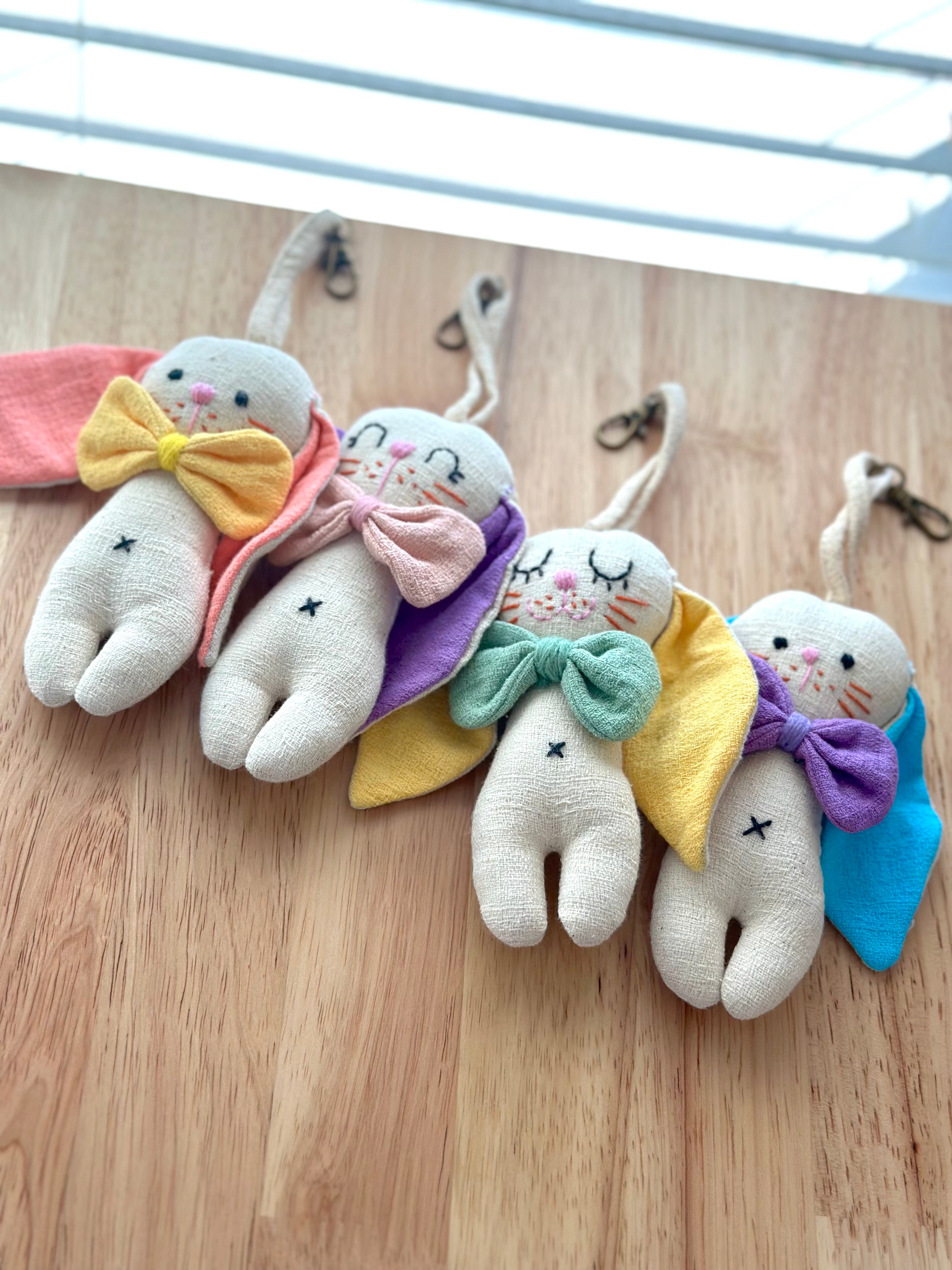 Hand-Stitched Cotton Linen Charms - Bunny