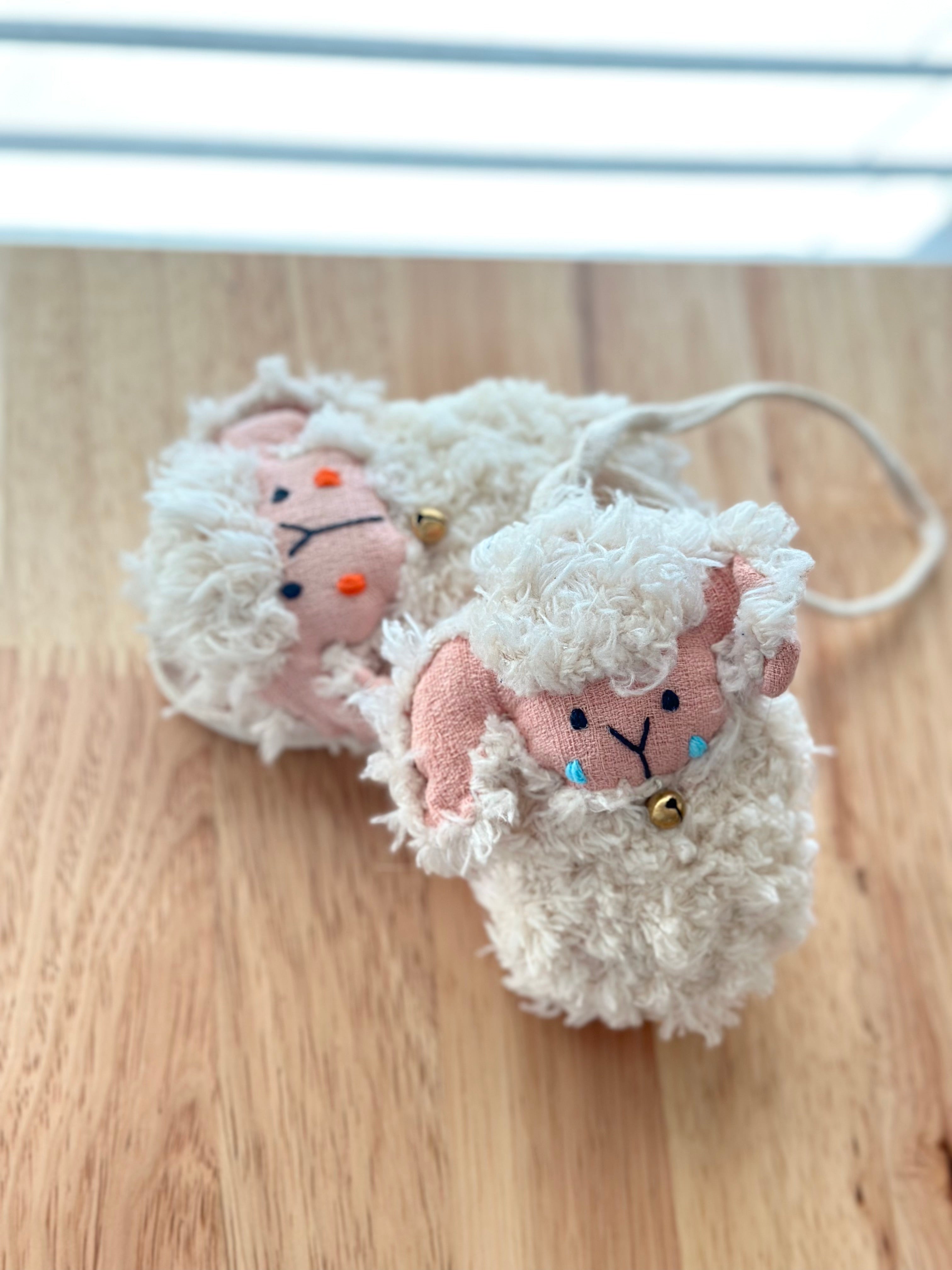 Hand-Stitched Cotton Linen Charms - Sheep