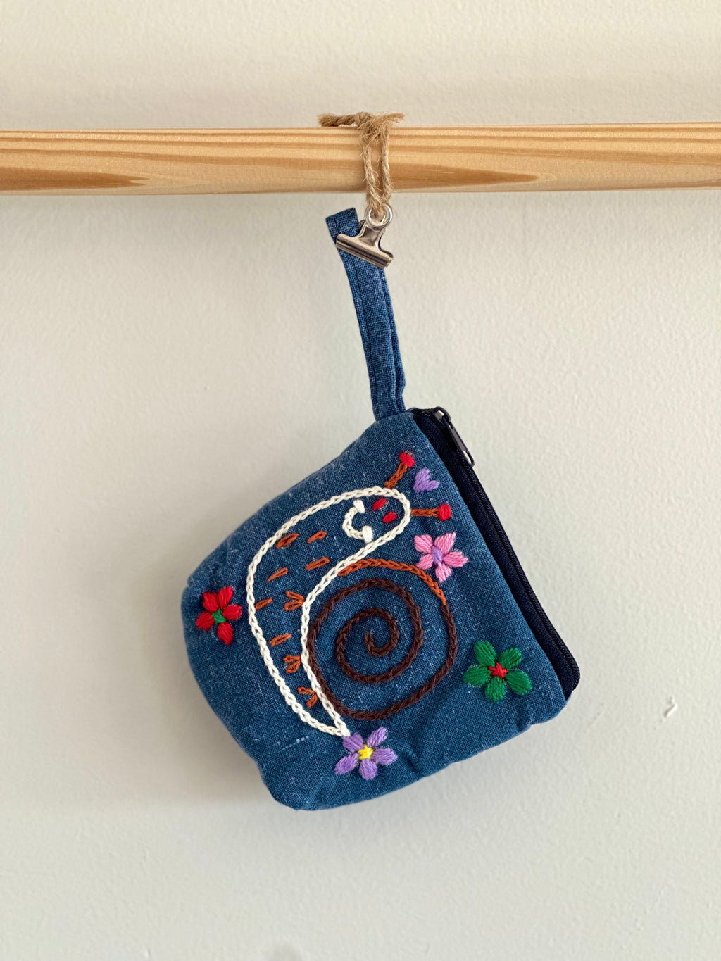 Handmade Cotton Linen Pouch|Coin Bag|Jean Color -  Snail