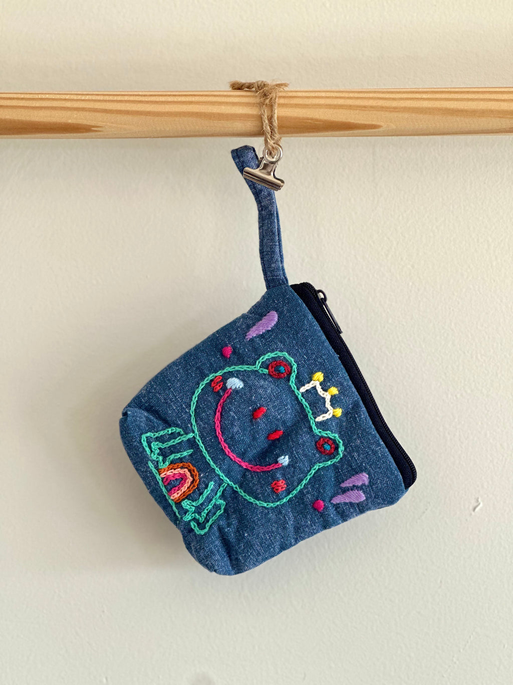 Handmade Cotton Linen Pouch|Coin Bag|Jean Color- Frog