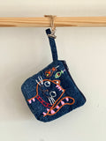 Handmade Cotton Linen Pouch|Coin Bag|Jean Color - Cat