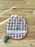 Handmade Cotton Linen Pouch|Coin Bag|  - Checker Cat