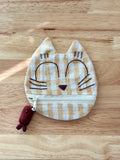 Handmade Cotton Linen Pouch|Coin Bag|  - Checker Cat