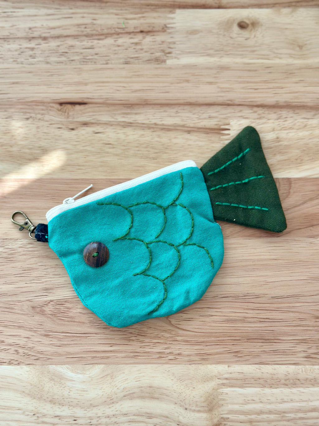 Handmade Cotton Linen Pouch|Coin Bag|  - Fish