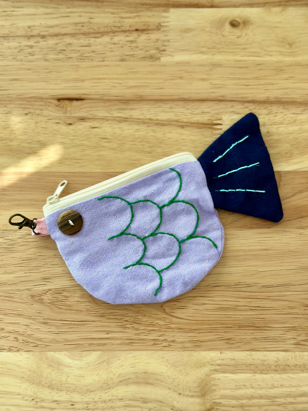 Handmade Cotton Linen Pouch|Coin Bag|  - Fish