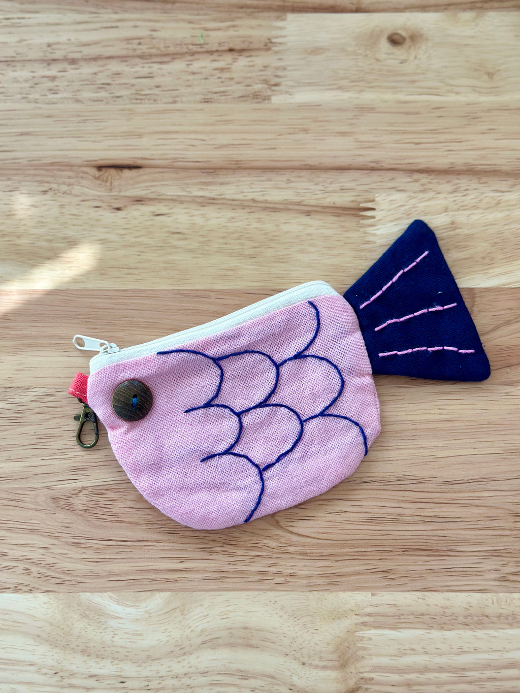 Handmade Cotton Linen Pouch|Coin Bag|  - Fish