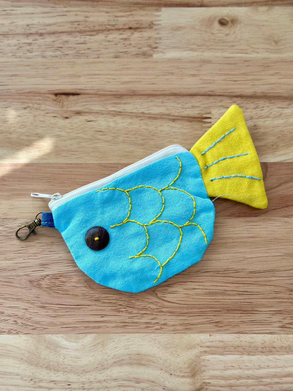 Handmade Cotton Linen Pouch|Coin Bag|  - Fish
