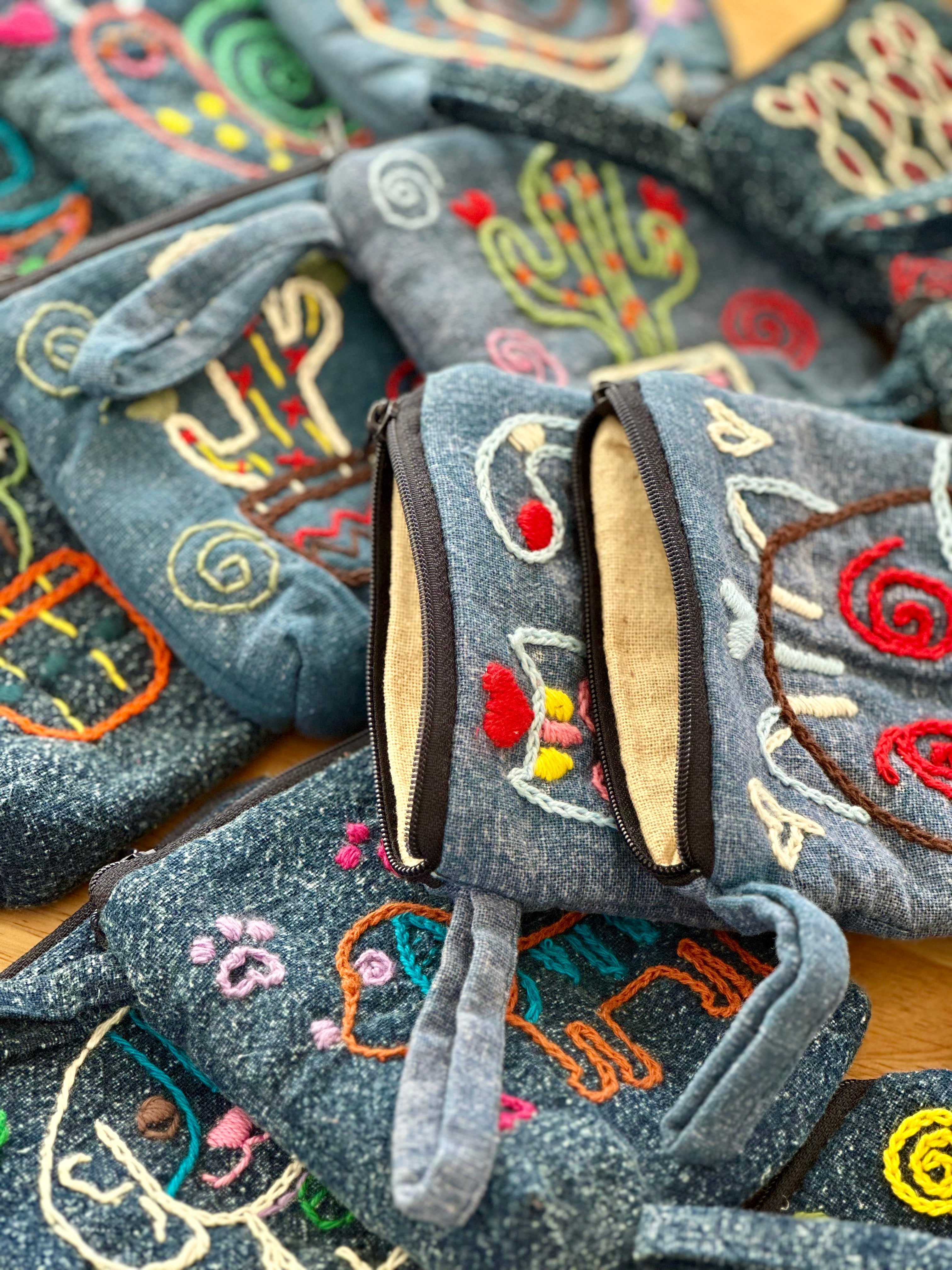 Handmade Cotton Linen Pouch|Coin Bag|Jean Color -  Snail