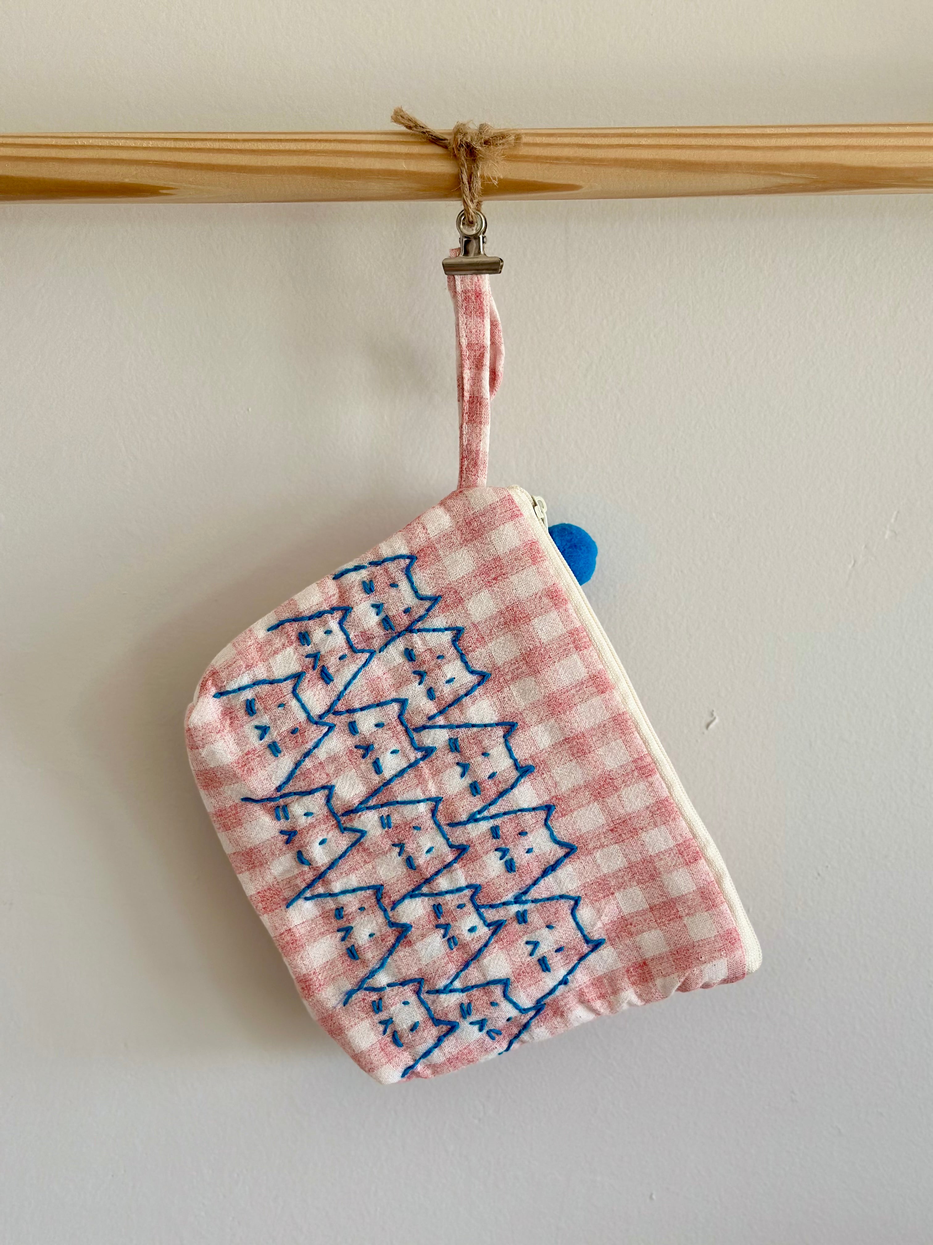Handmade Cotton Linen Pouch|Coin Bag| -Lattice