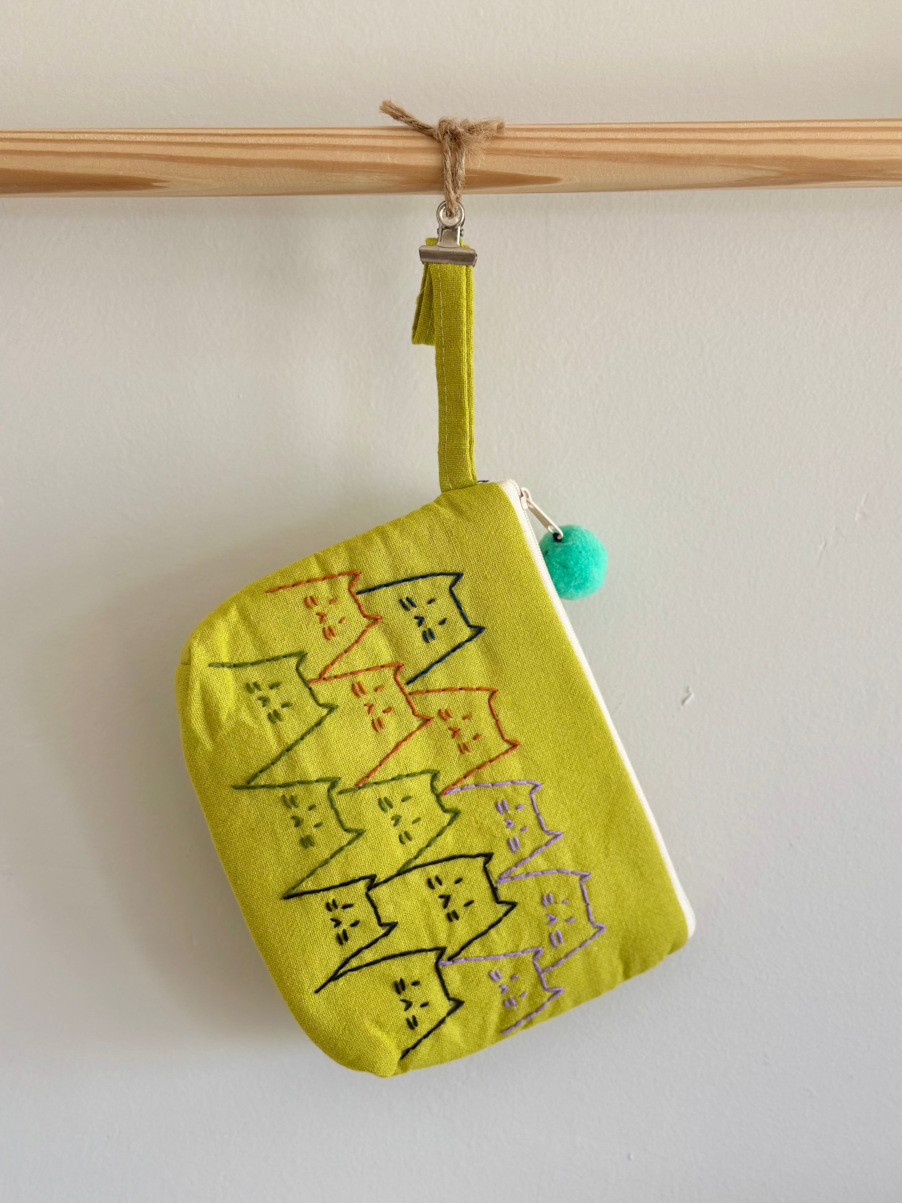Handmade Cotton Linen Pouch|Coin Bag| -Cat