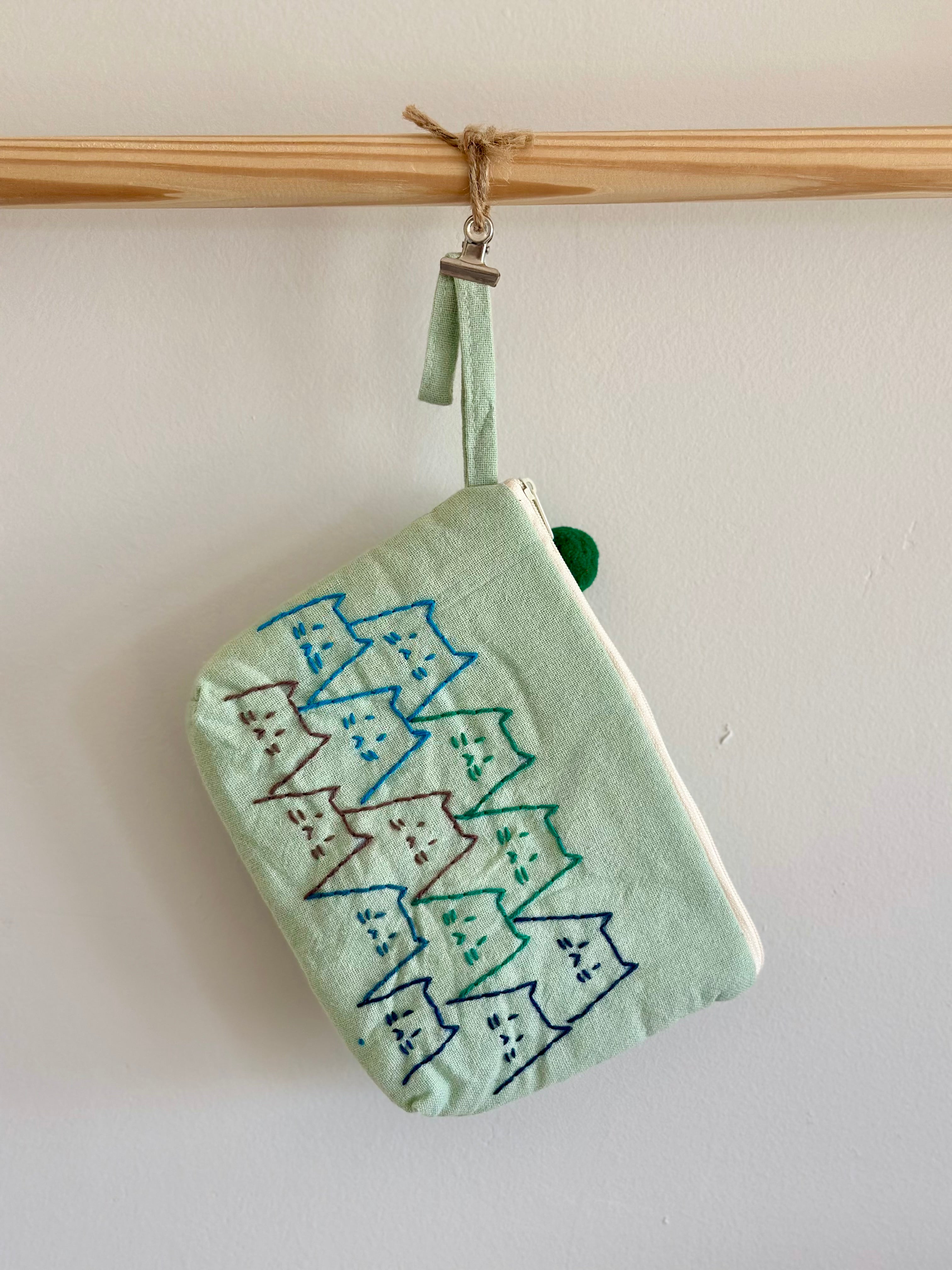 Handmade Cotton Linen Pouch|Coin Bag| -Cat