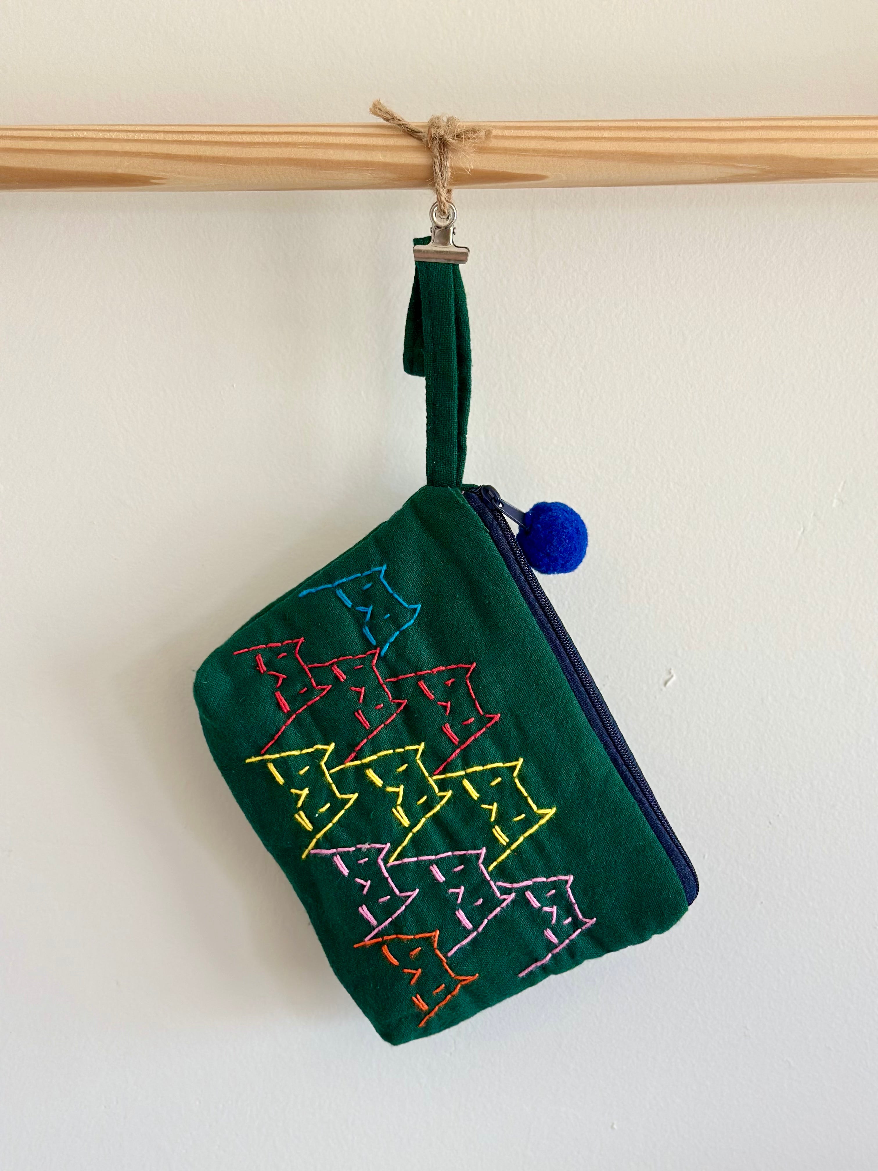 Handmade Cotton Linen Pouch|Coin Bag| -Cat